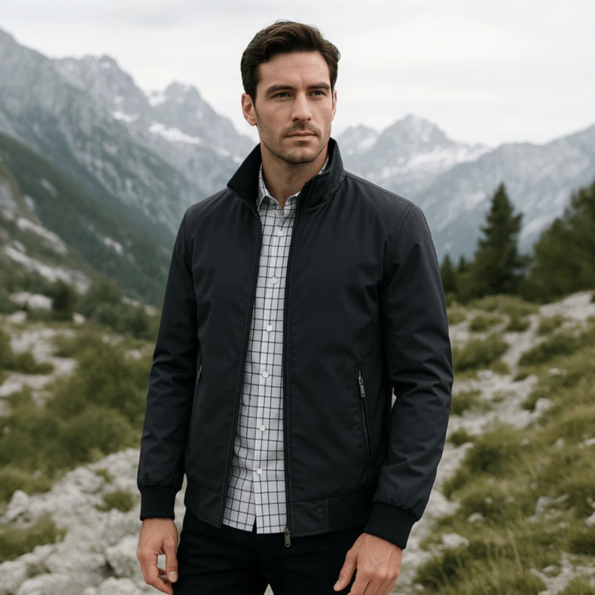 Adam – Lightweight Windproof Harrington Transition Jacket - Windbreaker - Black - Jones & Smith