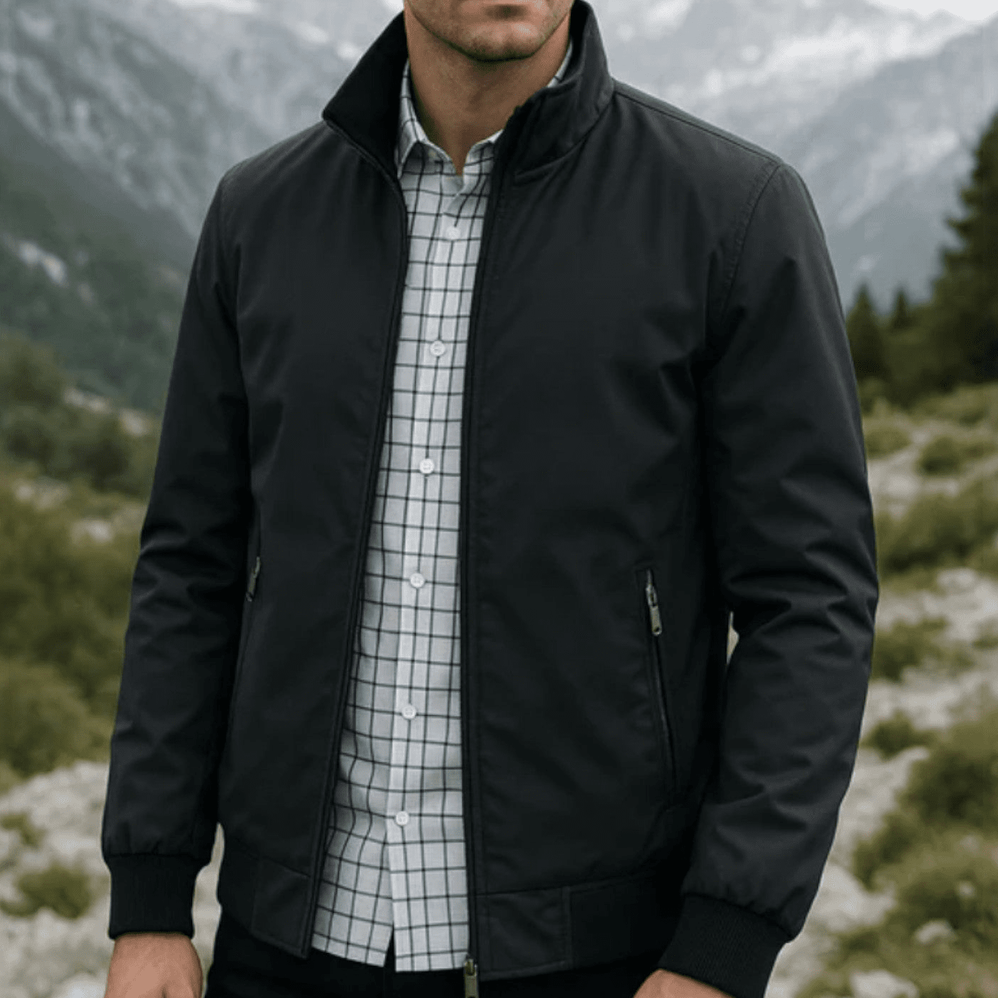 Adam – Lightweight Windproof Harrington Transition Jacket - Windbreaker - Black - Jones & Smith