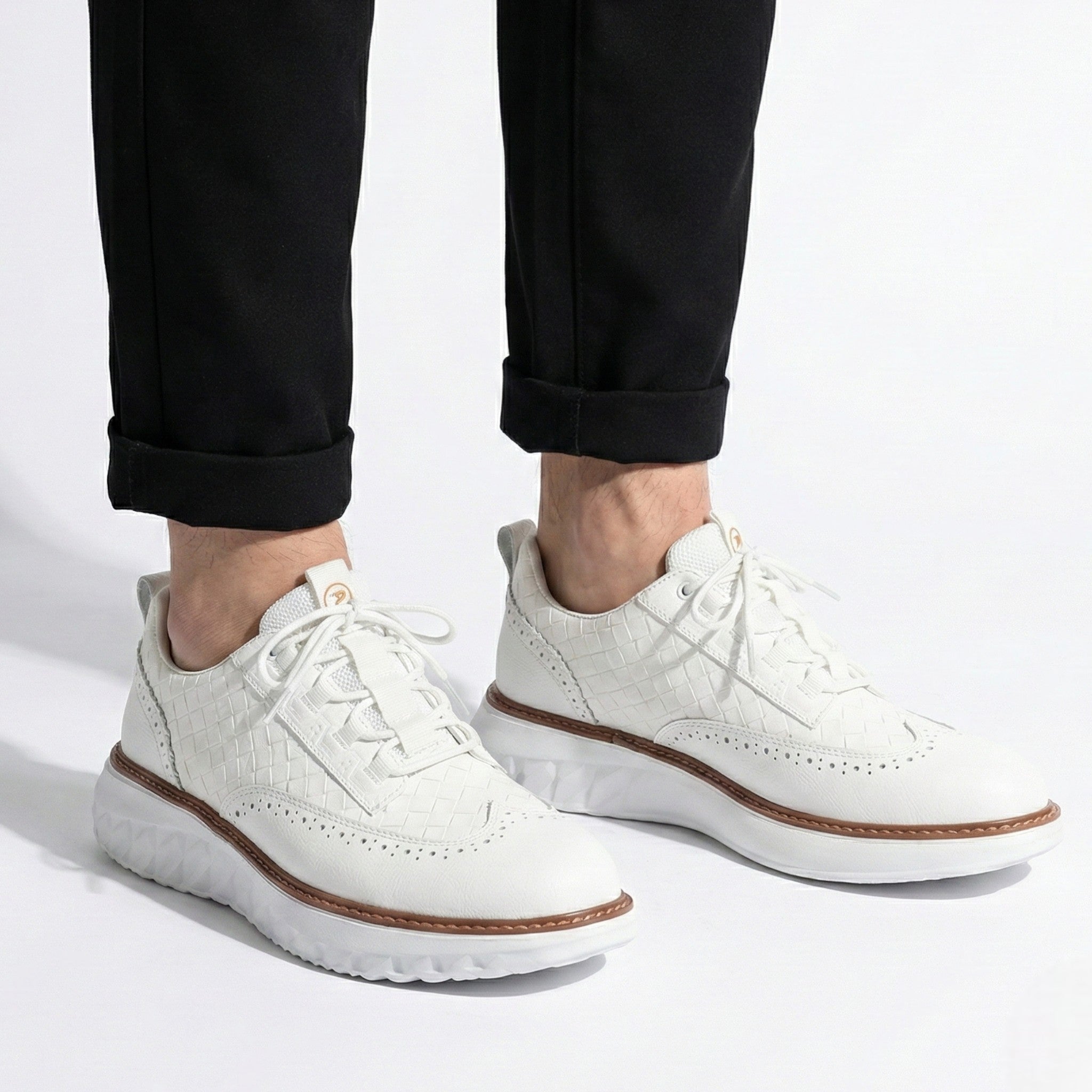 Alexander - Men's Leather Sneakers with Cushioned Comfort - Shoes - White - Jones & Smith