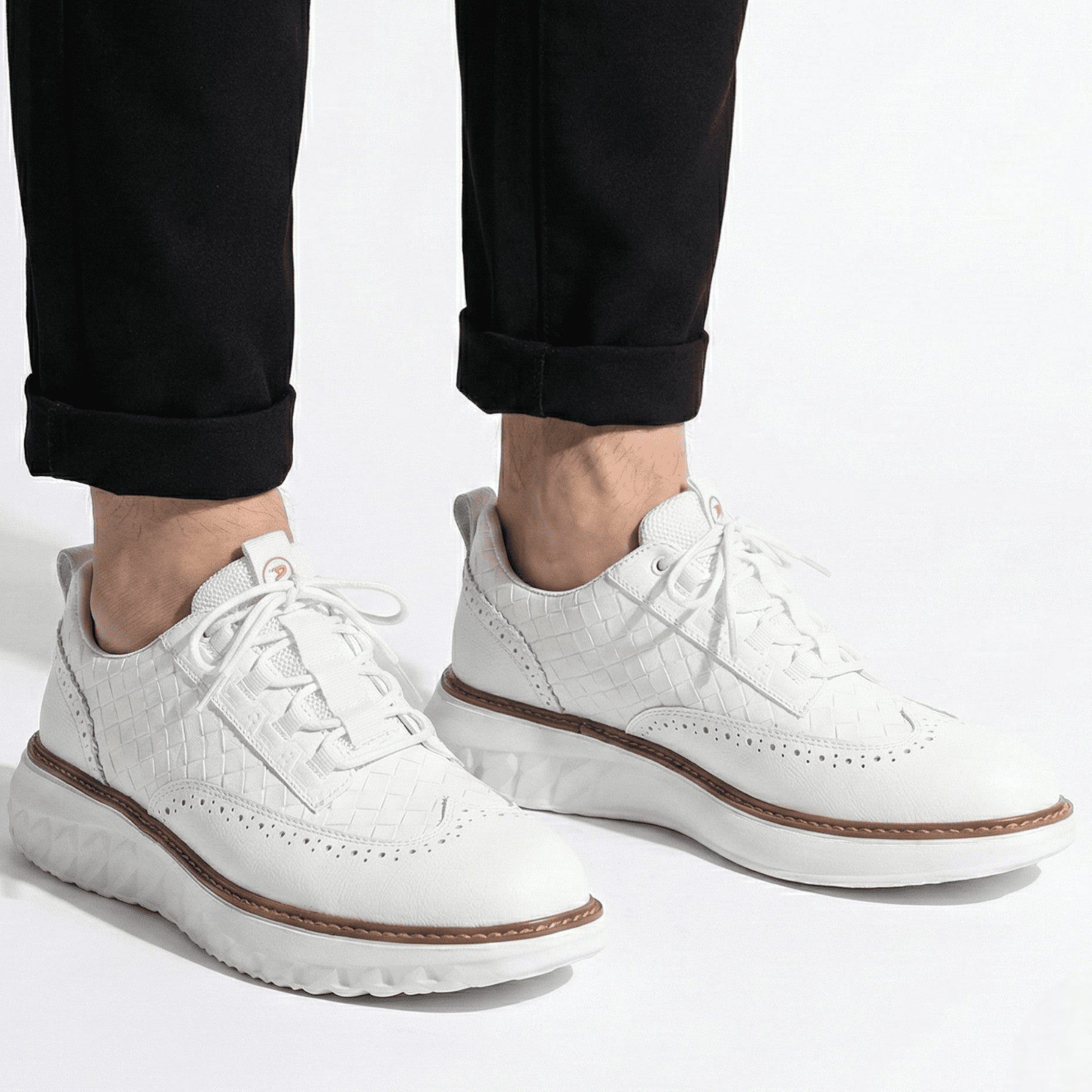 Alexander - Men's Leather Sneakers with Cushioned Comfort - Shoes - White - Jones & Smith