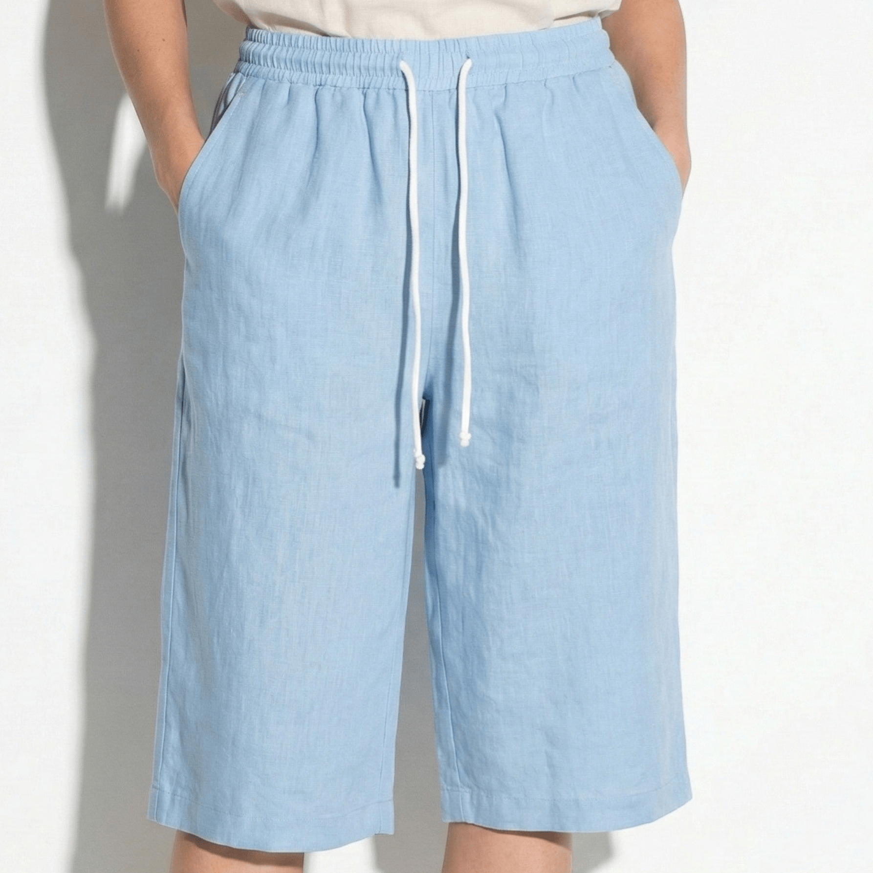 Alice - Women's Knee - Length Shorts with Drawstring - Shorts Women - Blue - Jones & Smith