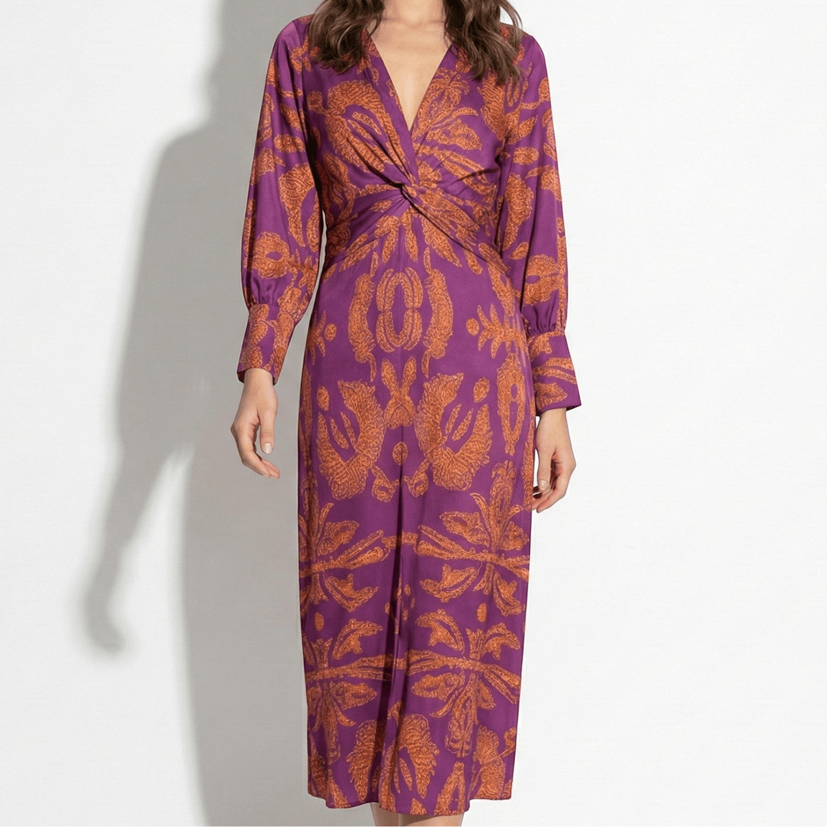Alice - Women's Long Sleeve V - Neck Boho Maxi Dress - Dress - Purple - Jones & Smith