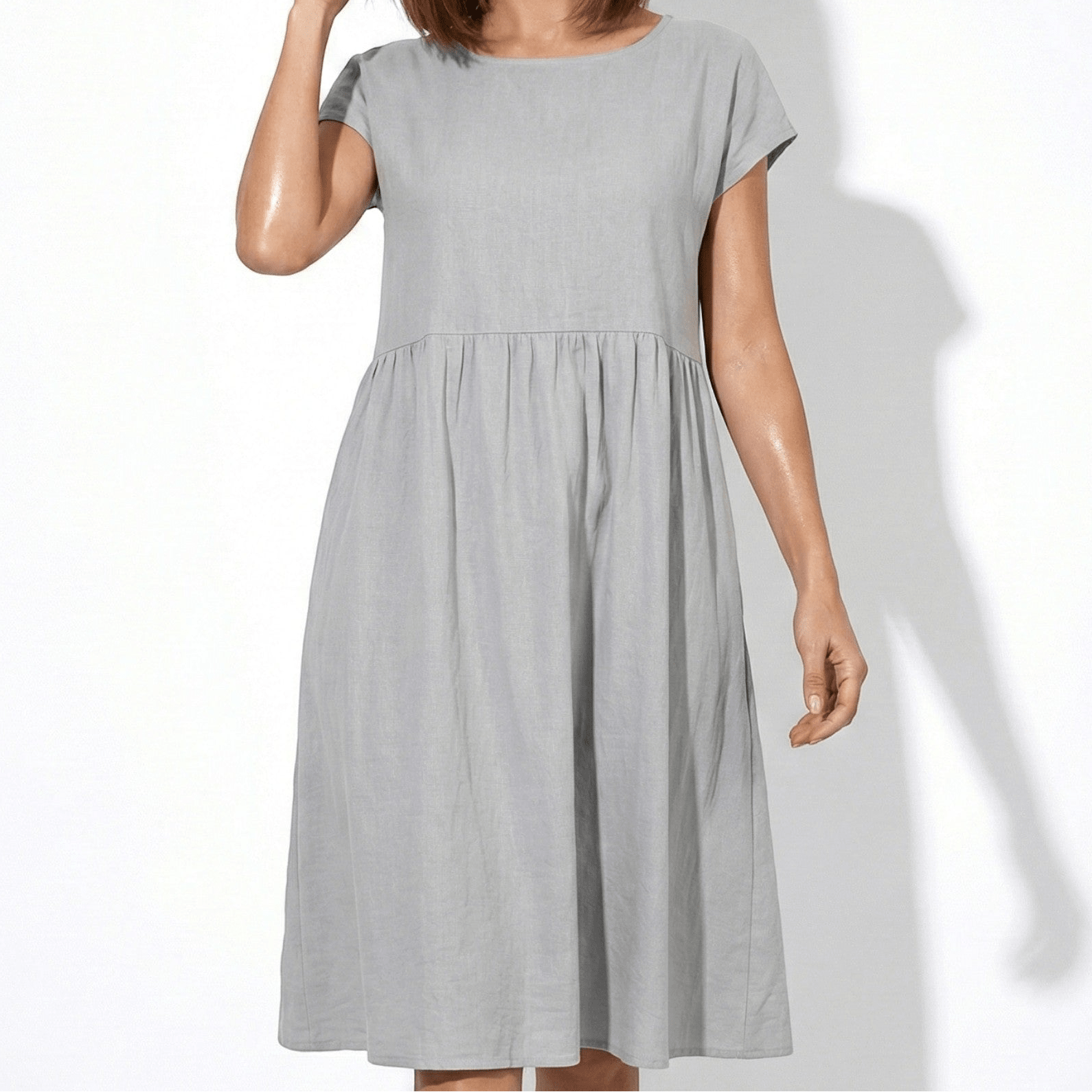 Alice - Women's Relaxed Fit Tunic Midi Dress - Women Dress - Grey - Jones & Smith