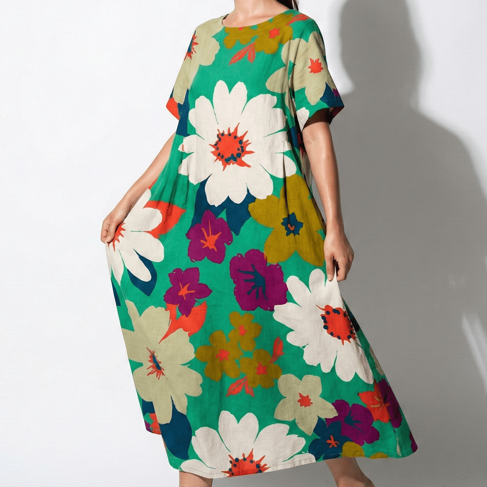 Amelia - Women’s Maxi Dress with Abstract Print and Loose Fit - Dress - LX - 46 - Jones & Smith