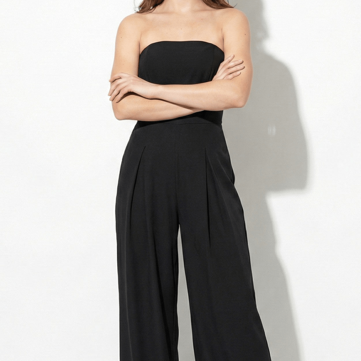 Amelia - Women's Strapless Wide Leg Jumpsuit - Jumpsuits - Black - Jones & Smith