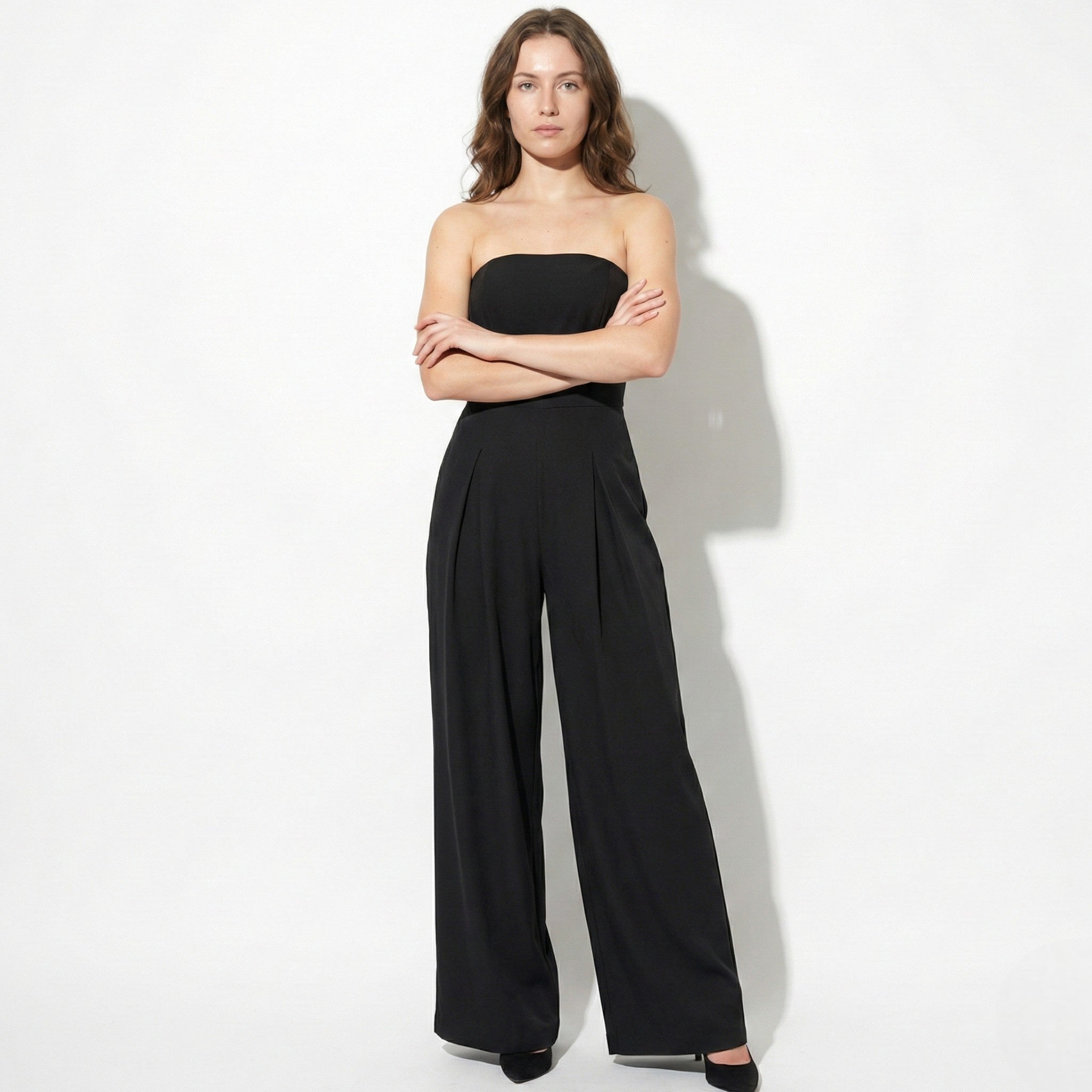 Amelia - Women's Strapless Wide Leg Jumpsuit - Jumpsuits - Black - Jones & Smith