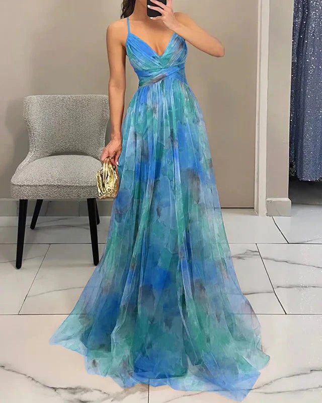 Amelia - Women’s V - Neck Maxi Dress with Flowing Fit - Dresses - Pink - Jones & Smith