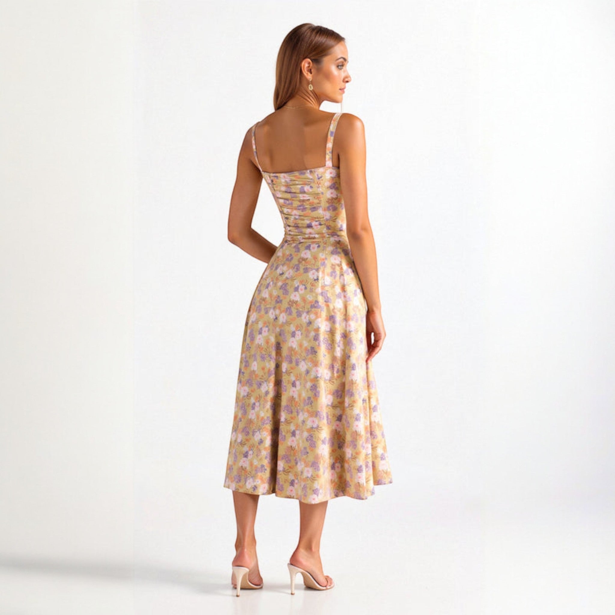 Anna - Women's Corset Midi Dress with Flattering Fit - Dress - Pink - Jones & Smith