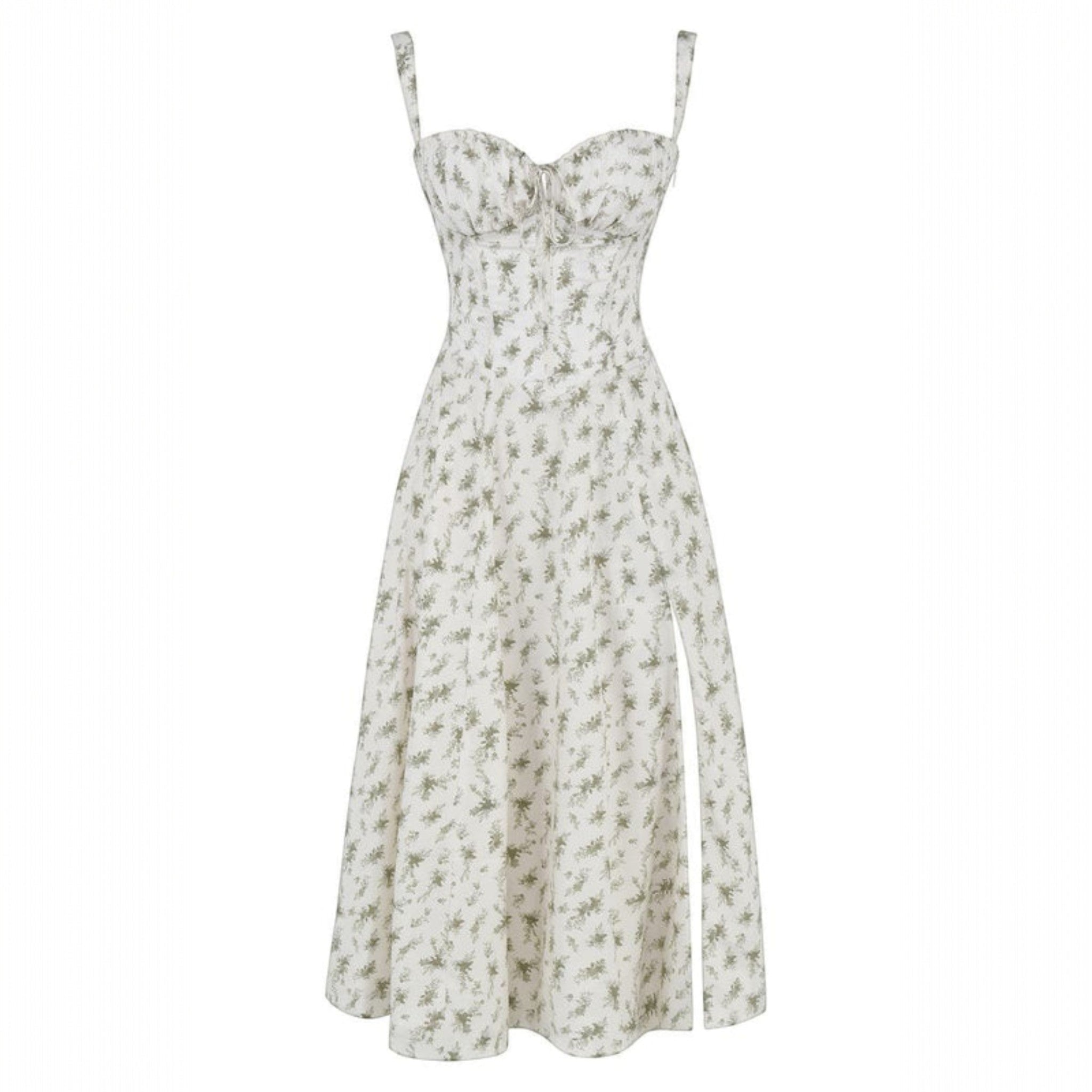 Anna - Women's Corset Midi Dress with Flattering Fit - Dress - White - Jones & Smith