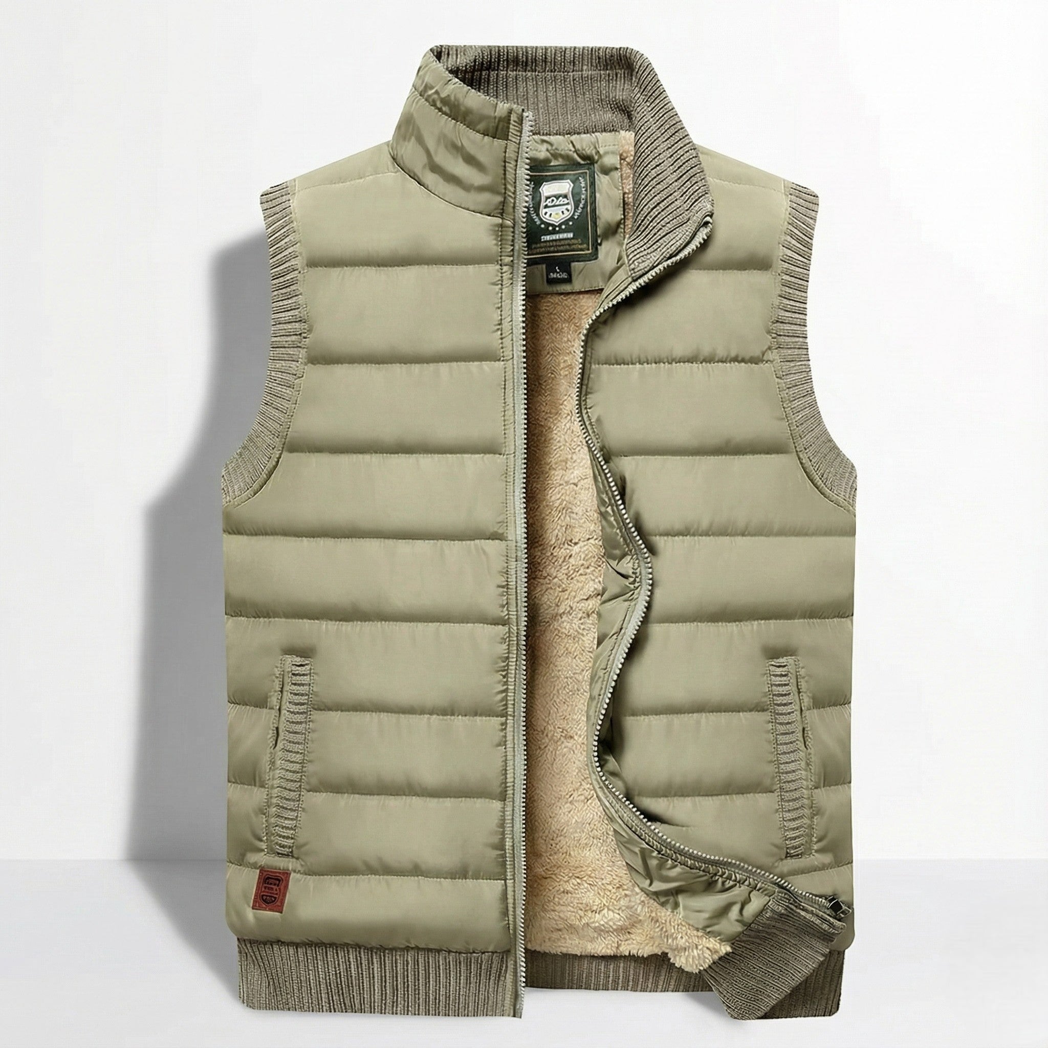 Anthony - Men's Waterproof Insulated Vest with Fleece Lining - Jackets & Coats - Beige - Jones & Smith