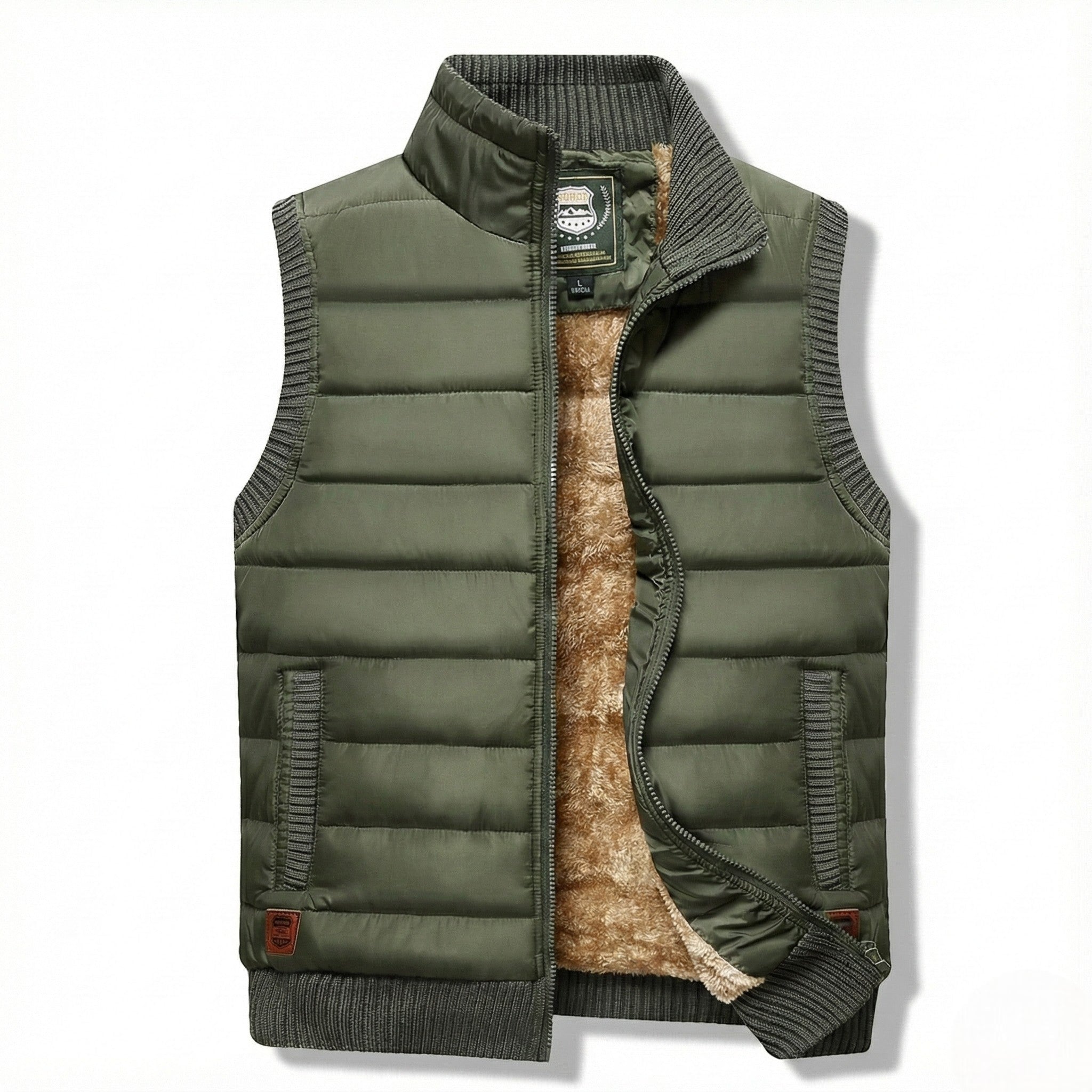 Anthony - Men's Waterproof Insulated Vest with Fleece Lining - Jackets & Coats - Green - Jones & Smith