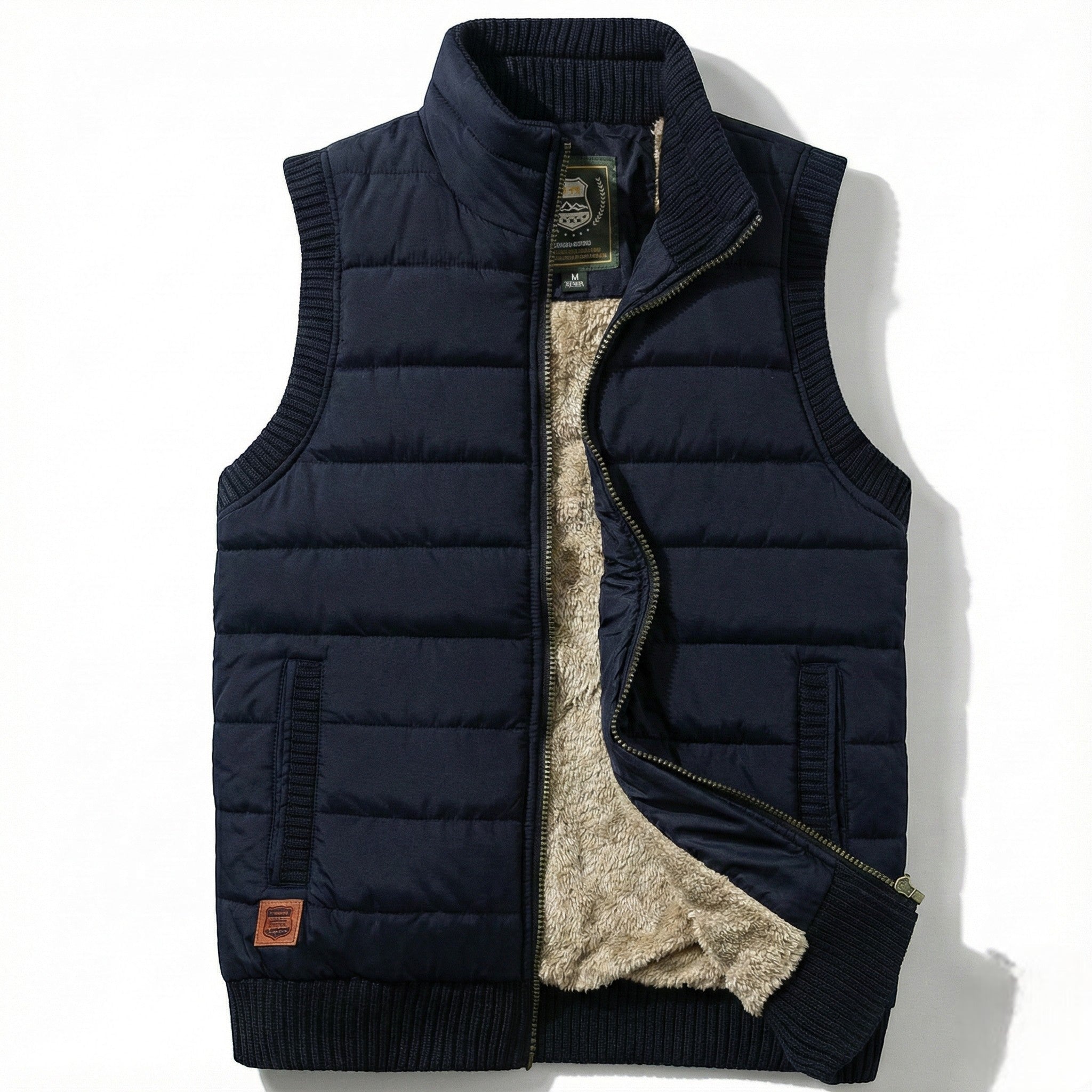 Anthony - Men's Waterproof Insulated Vest with Fleece Lining - Jackets & Coats - Navy Blue - Jones & Smith