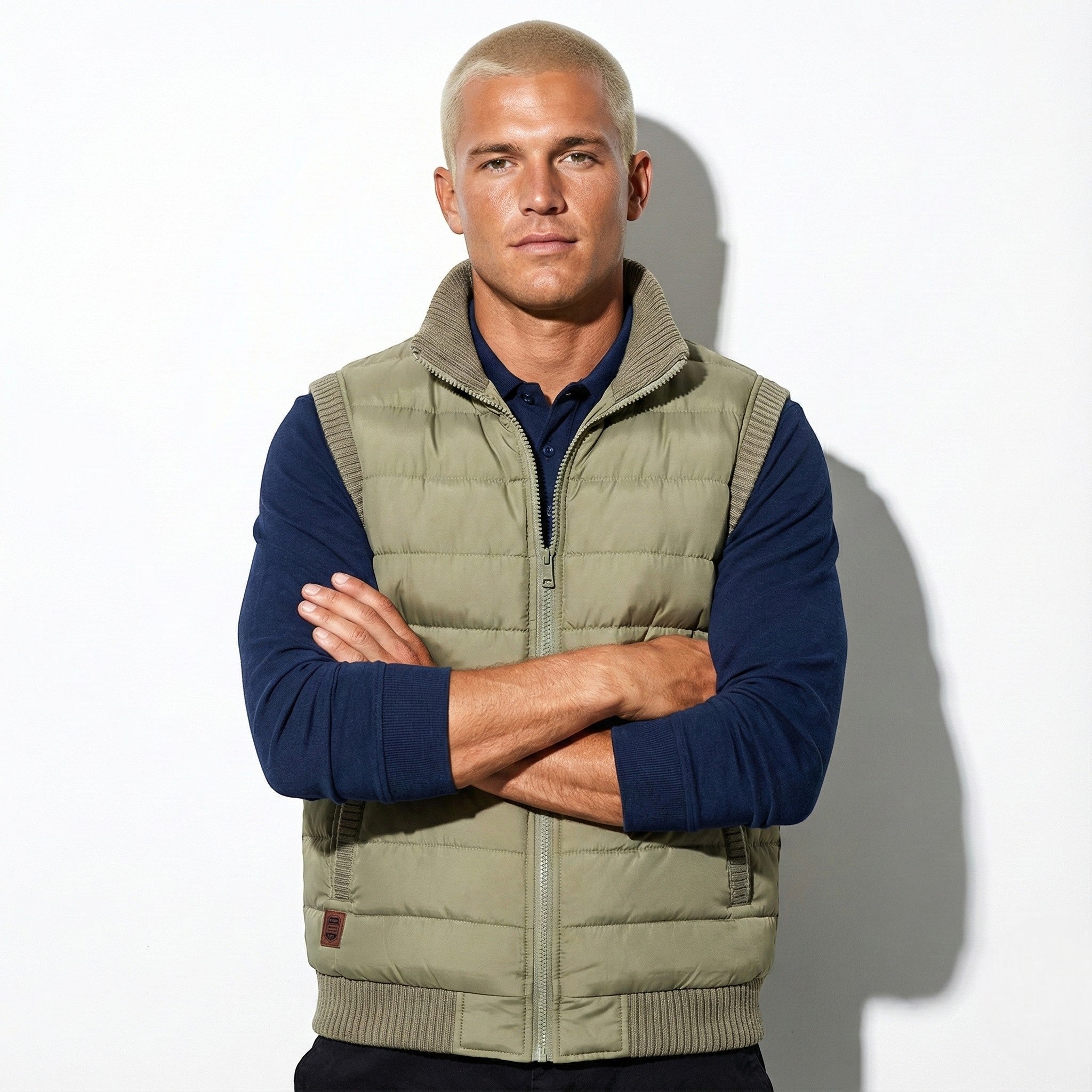 Anthony - Men's Waterproof Insulated Vest with Fleece Lining - Jackets & Coats - Beige - Jones & Smith