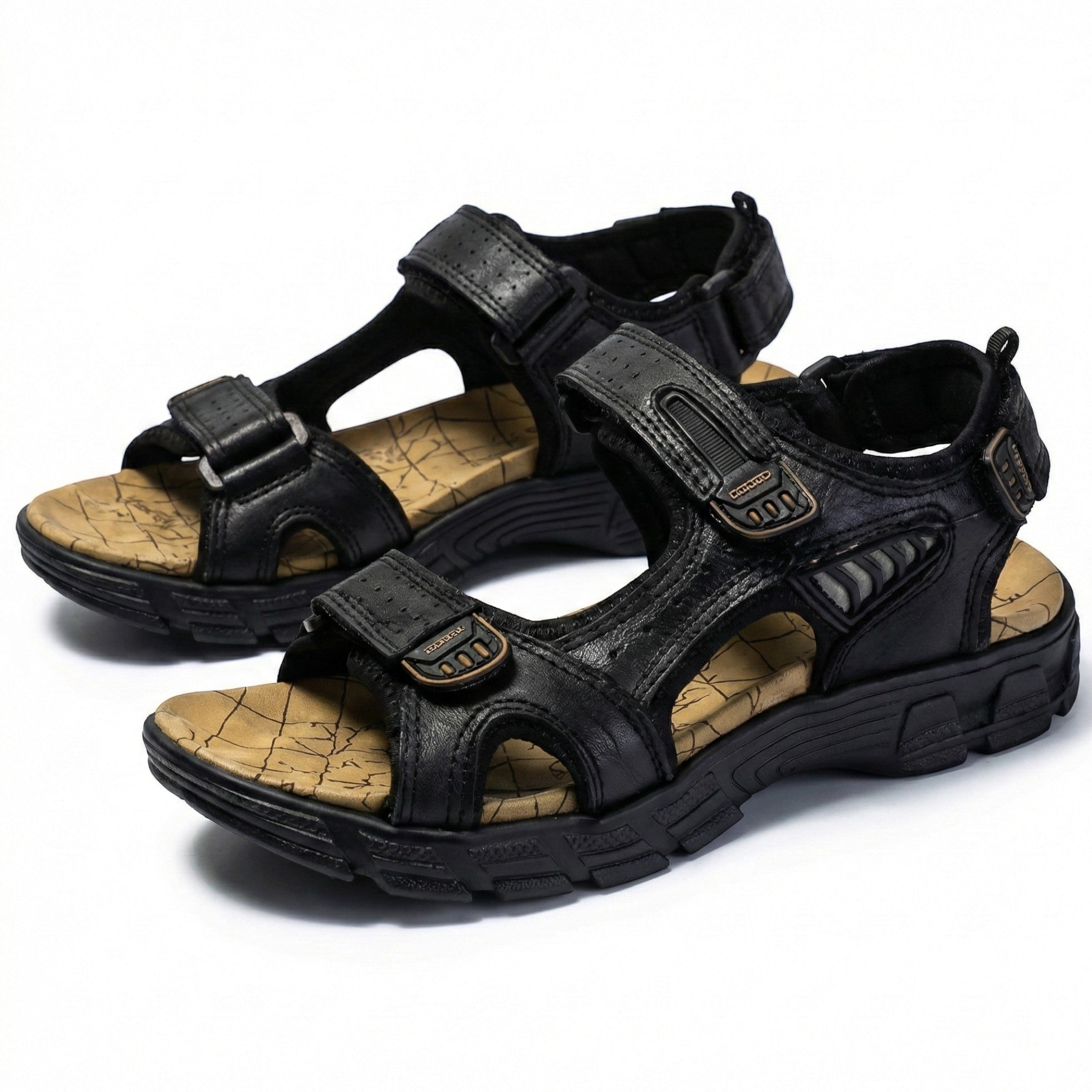 Arthur - Men's Adjustable Walking Sandals with Durable Straps - Sandals - Black - Jones & Smith