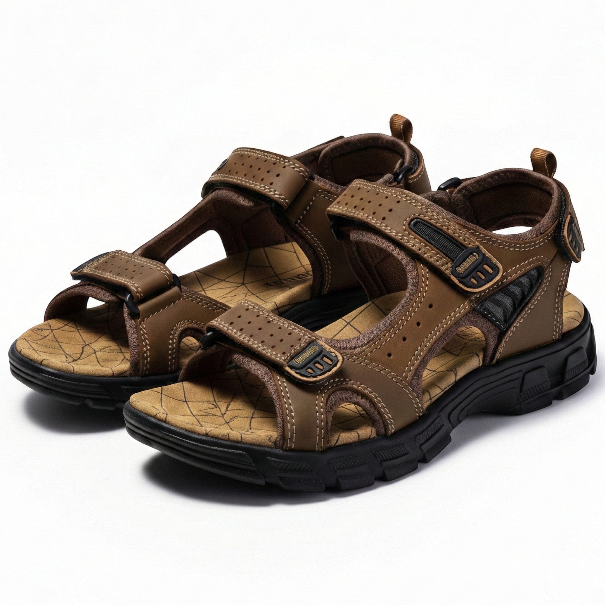 Arthur - Men's Adjustable Walking Sandals with Durable Straps - Sandals - Dark Brown - Jones & Smith
