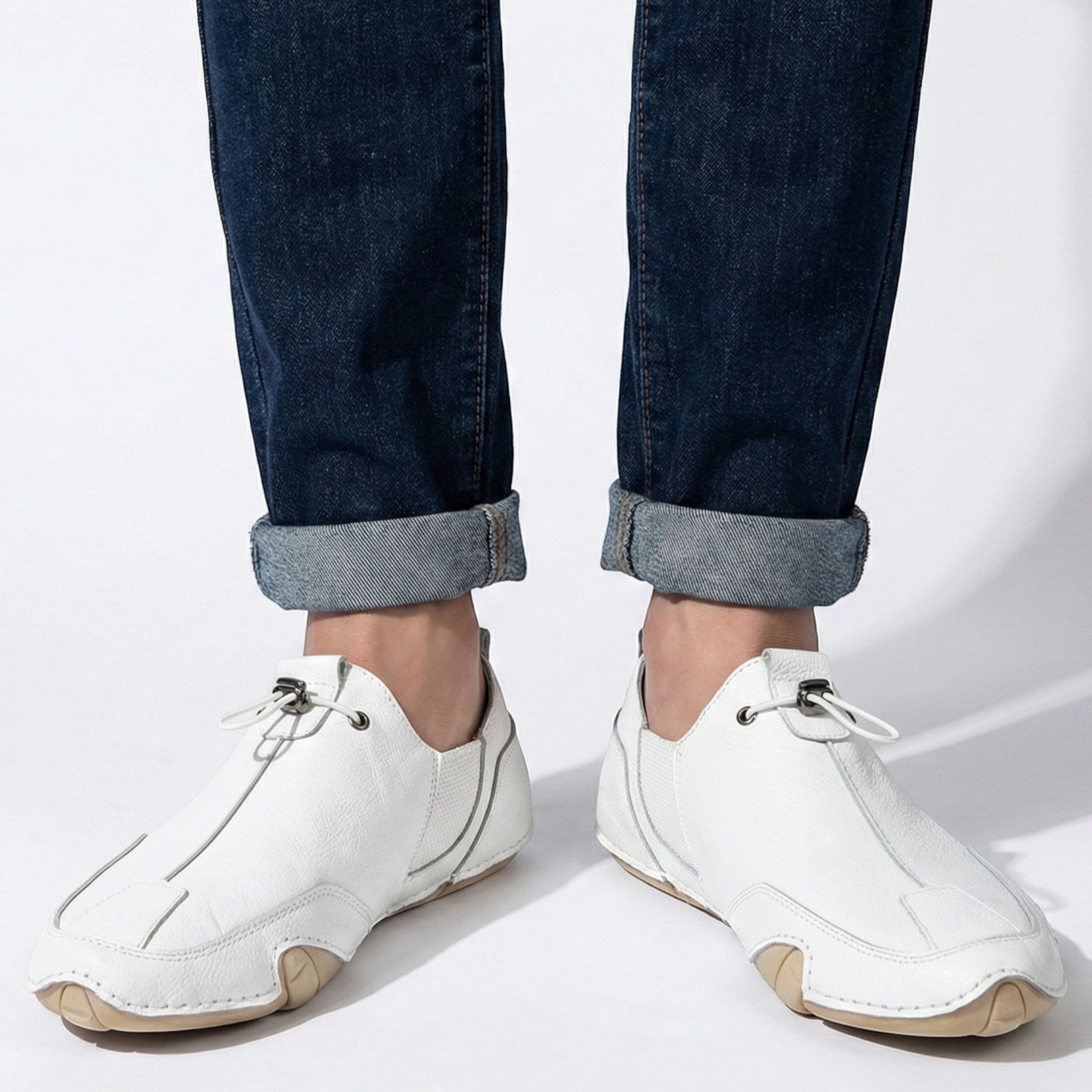 Arthur - Men’s Casual Slip - On Loafers With Lace - Shoes - White - Jones & Smith