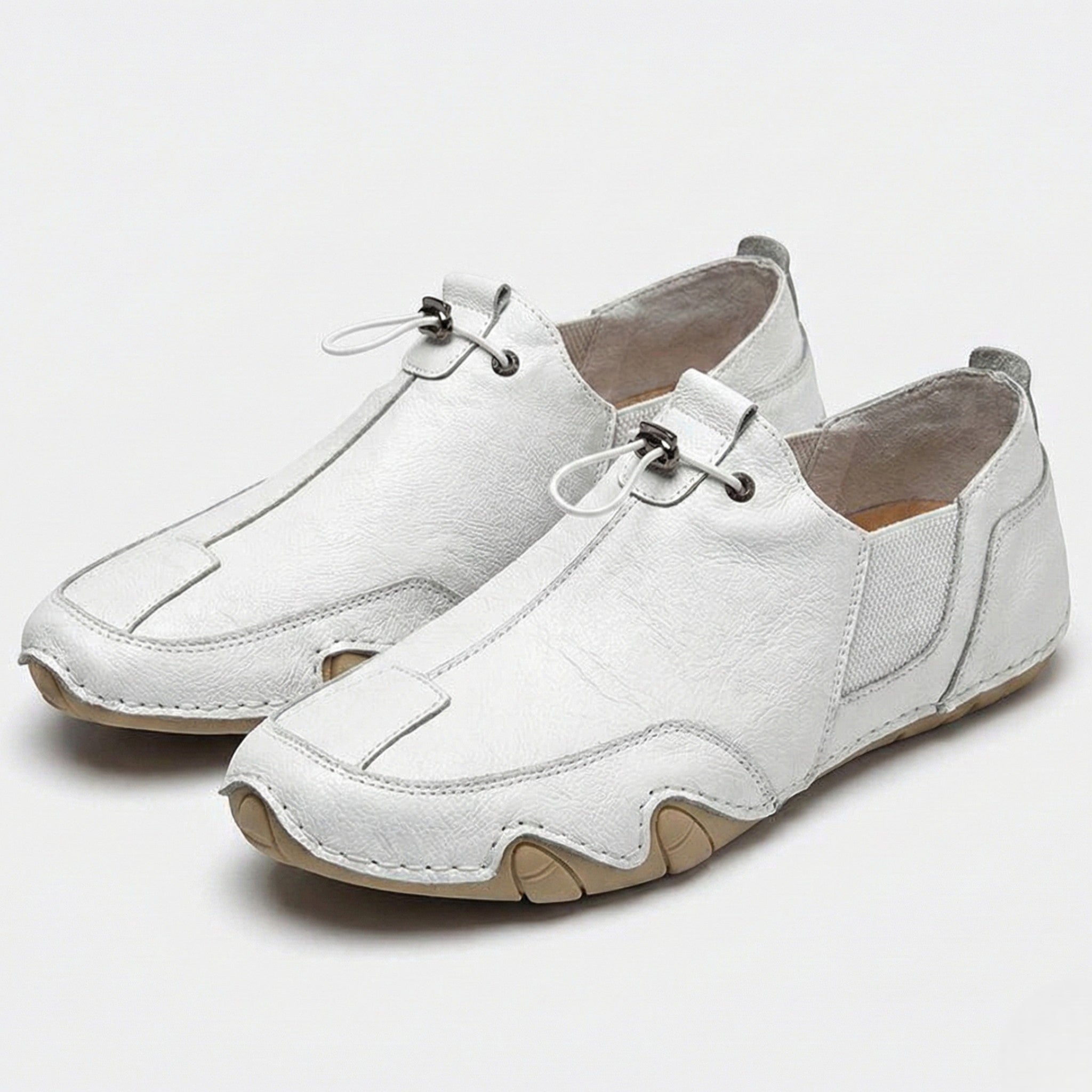 Arthur - Men’s Casual Slip - On Loafers With Lace - Shoes - White - Jones & Smith