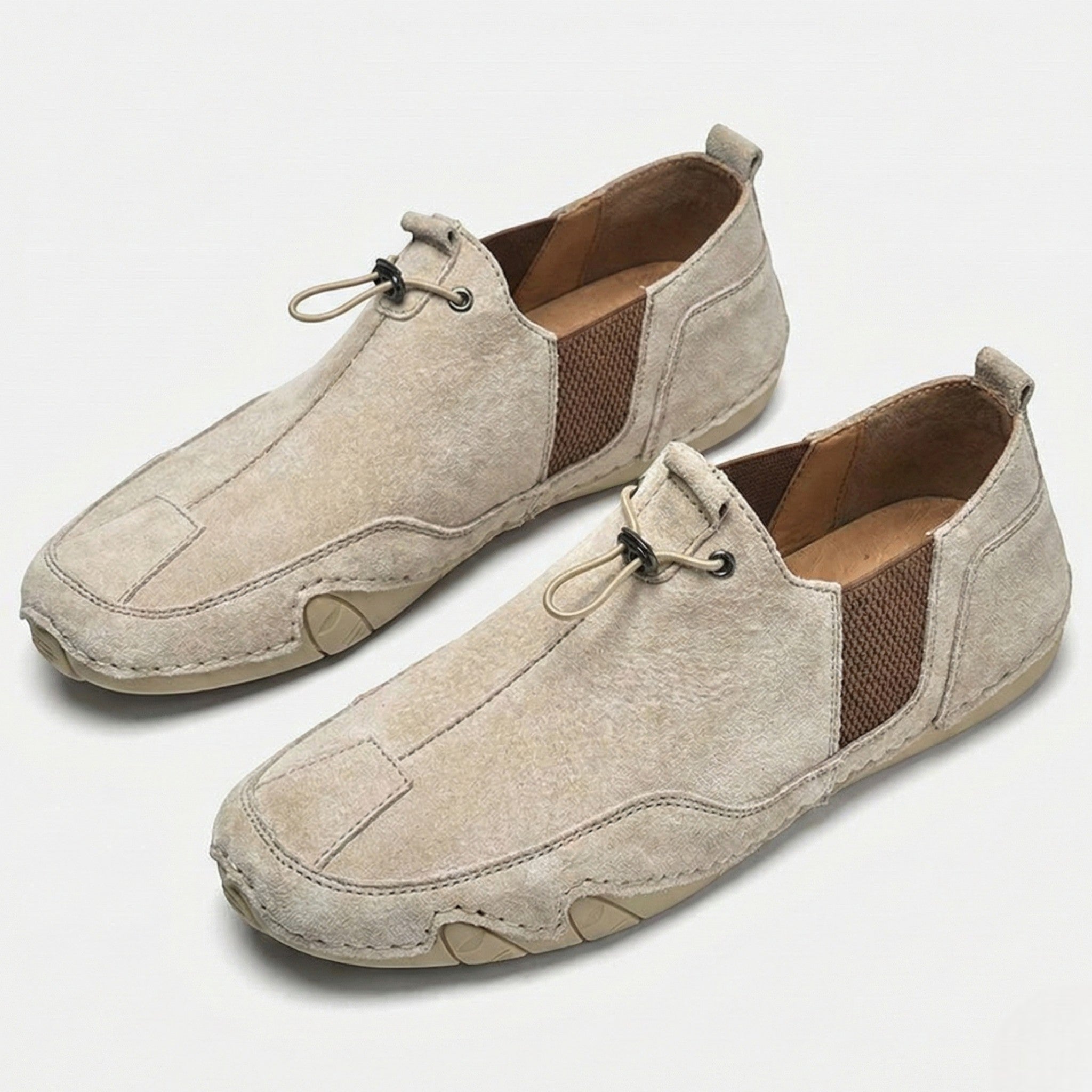 Arthur - Men’s Casual Slip - On Loafers With Lace - Shoes - Khaki - Jones & Smith