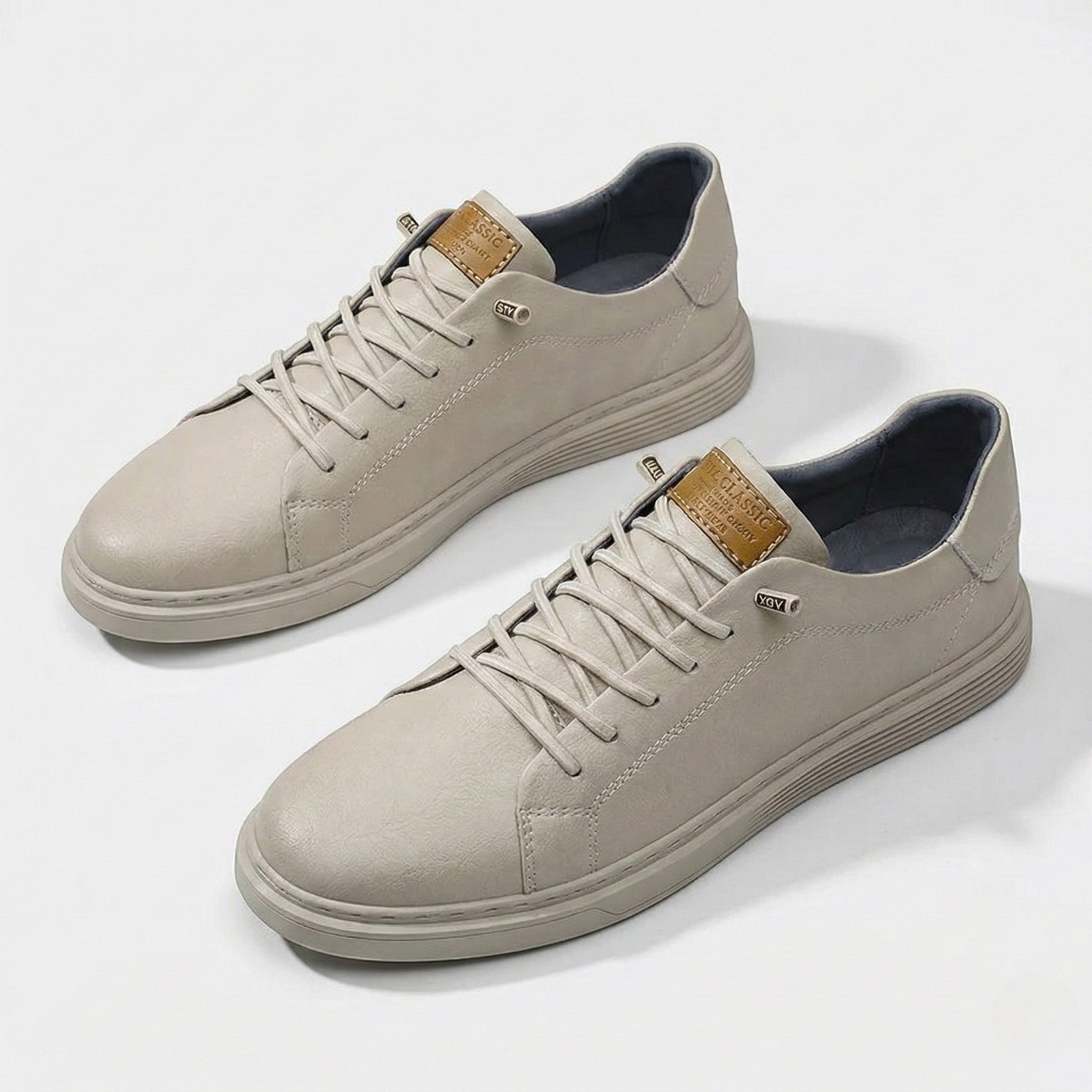 Arthur - Men's Casual Walking Sneakers with Textured Finish - Sneakers - White - Jones & Smith