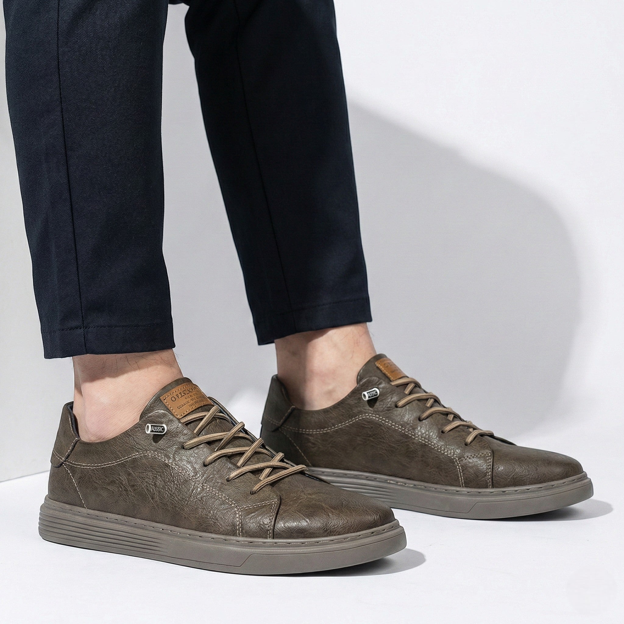 Arthur - Men's Casual Walking Sneakers with Textured Finish - Sneakers - Brown - Jones & Smith