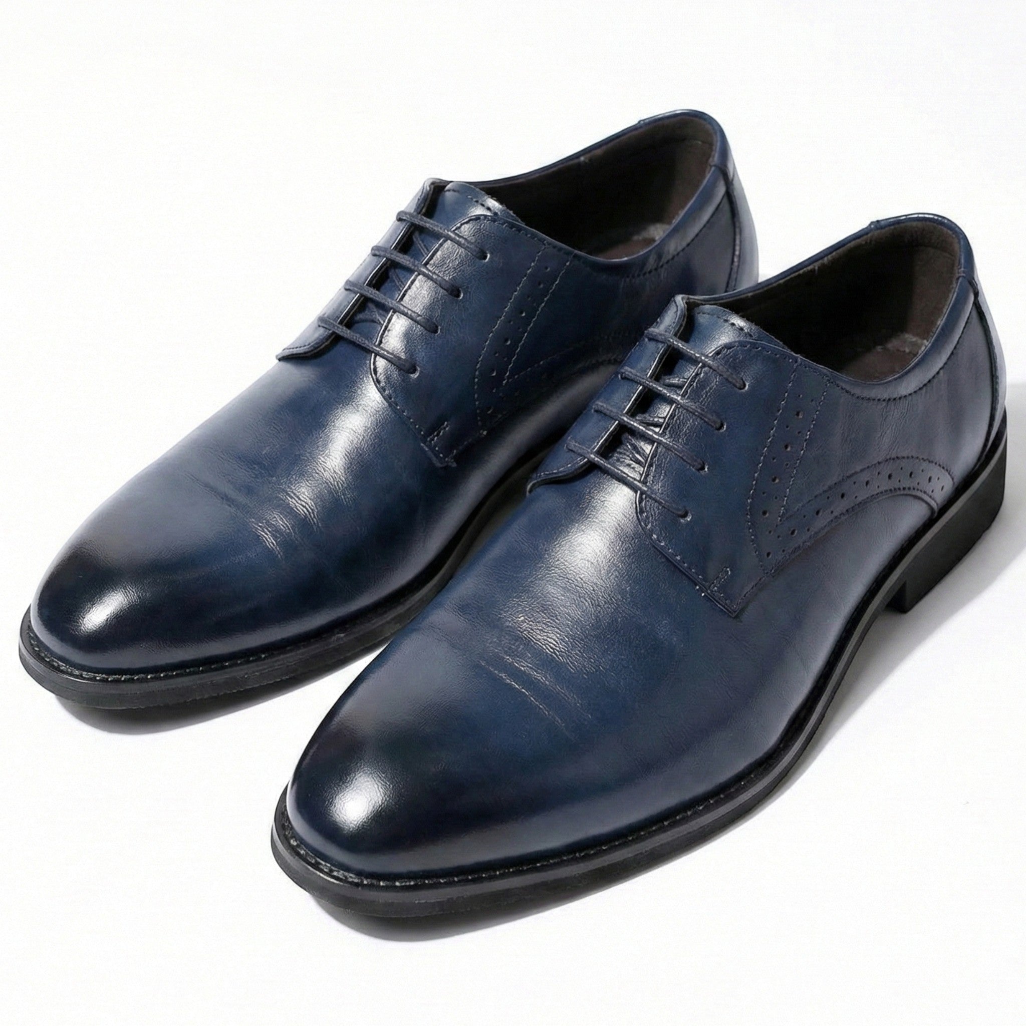 Arthur - Men's Refined Derby Shoes with Subtle Brogue Detailing - Schoenen heren - Blue - Jones & Smith