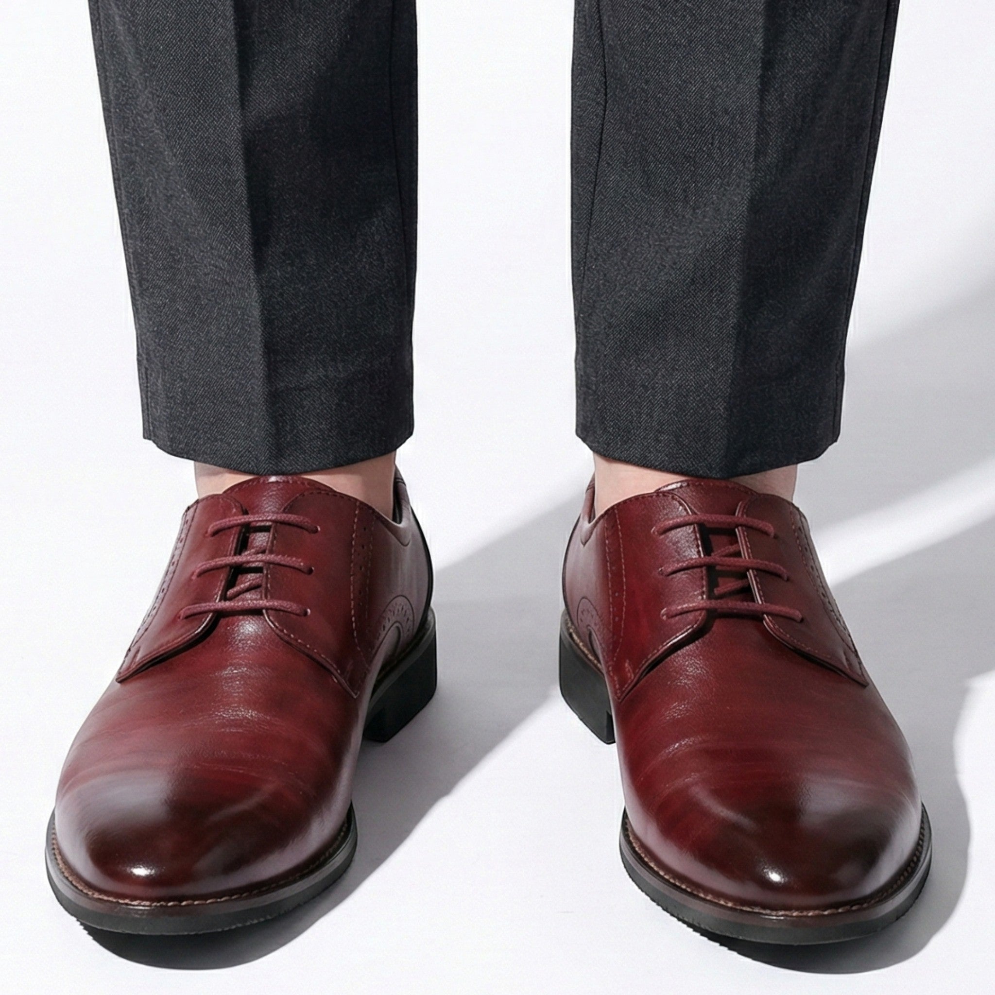 Arthur - Men's Refined Derby Shoes with Subtle Brogue Detailing - Schoenen heren - Red - Jones & Smith