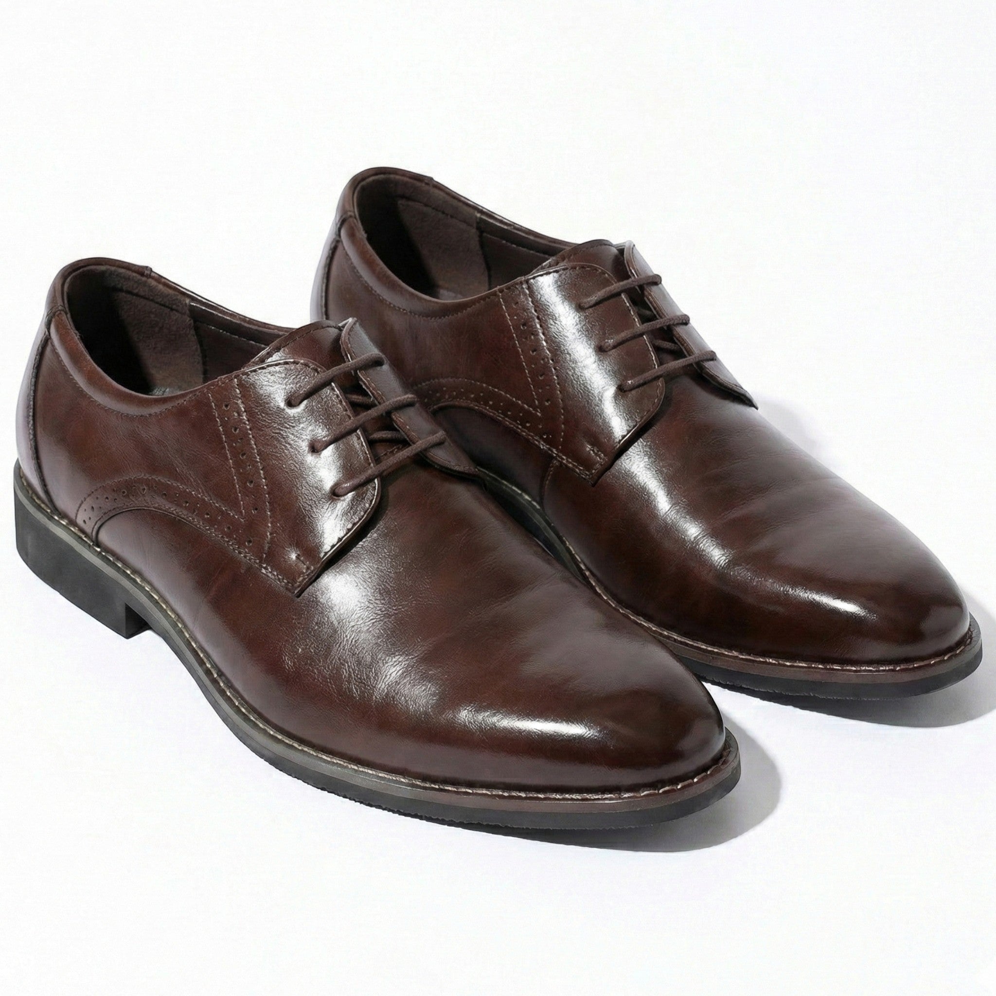 Arthur - Men's Refined Derby Shoes with Subtle Brogue Detailing - Schoenen heren - Brown - Jones & Smith
