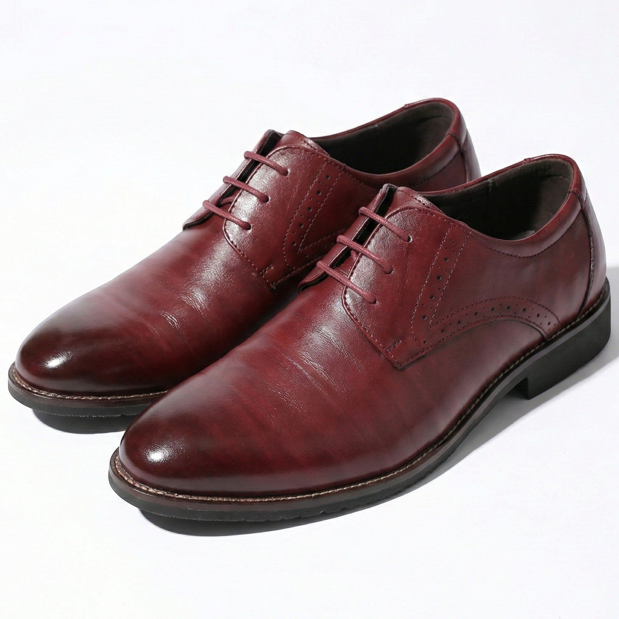 Arthur - Men's Refined Derby Shoes with Subtle Brogue Detailing - Schoenen heren - Red - Jones & Smith