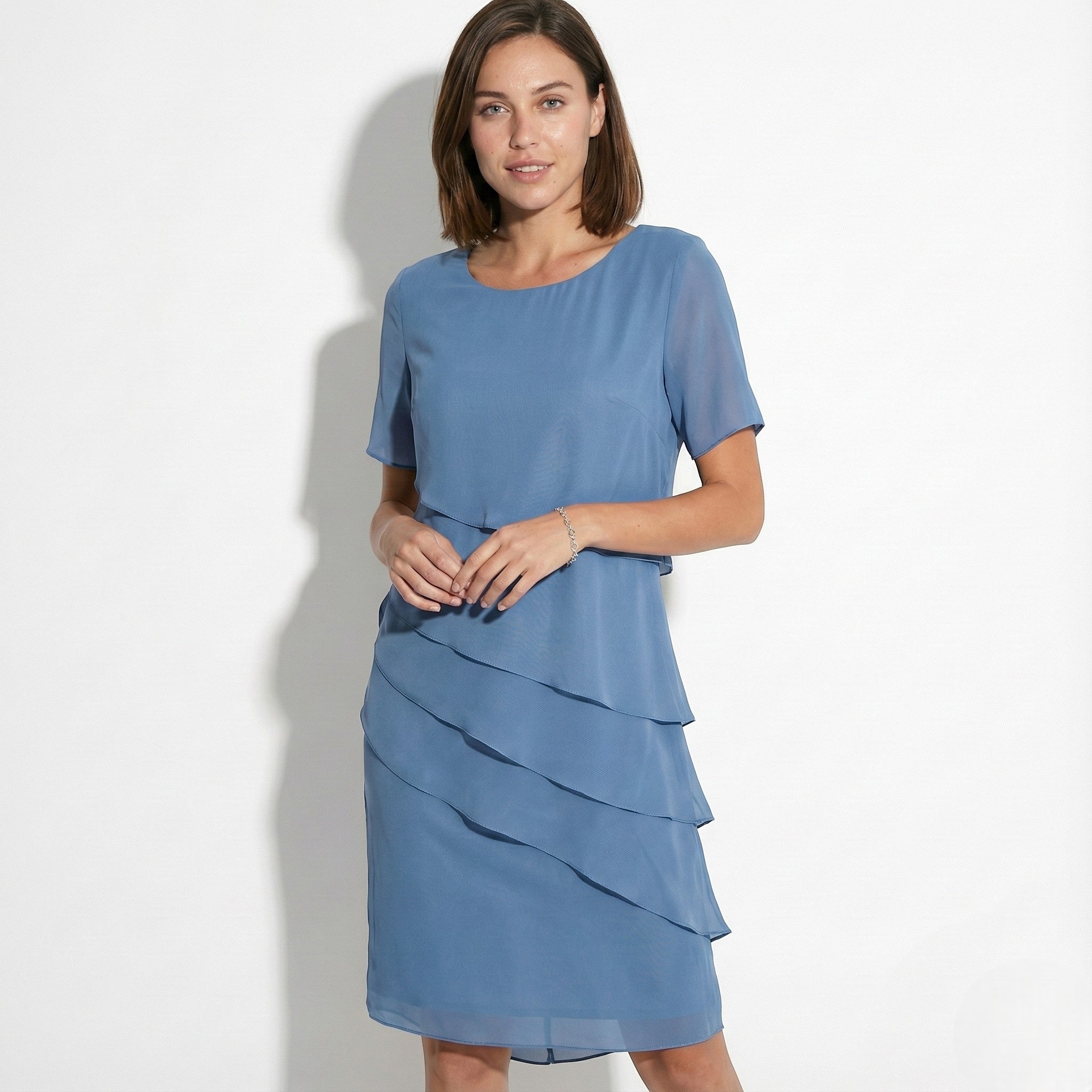 Arya - Women's Tiered Chiffon Dress - Dress - Blue - Jones & Smith
