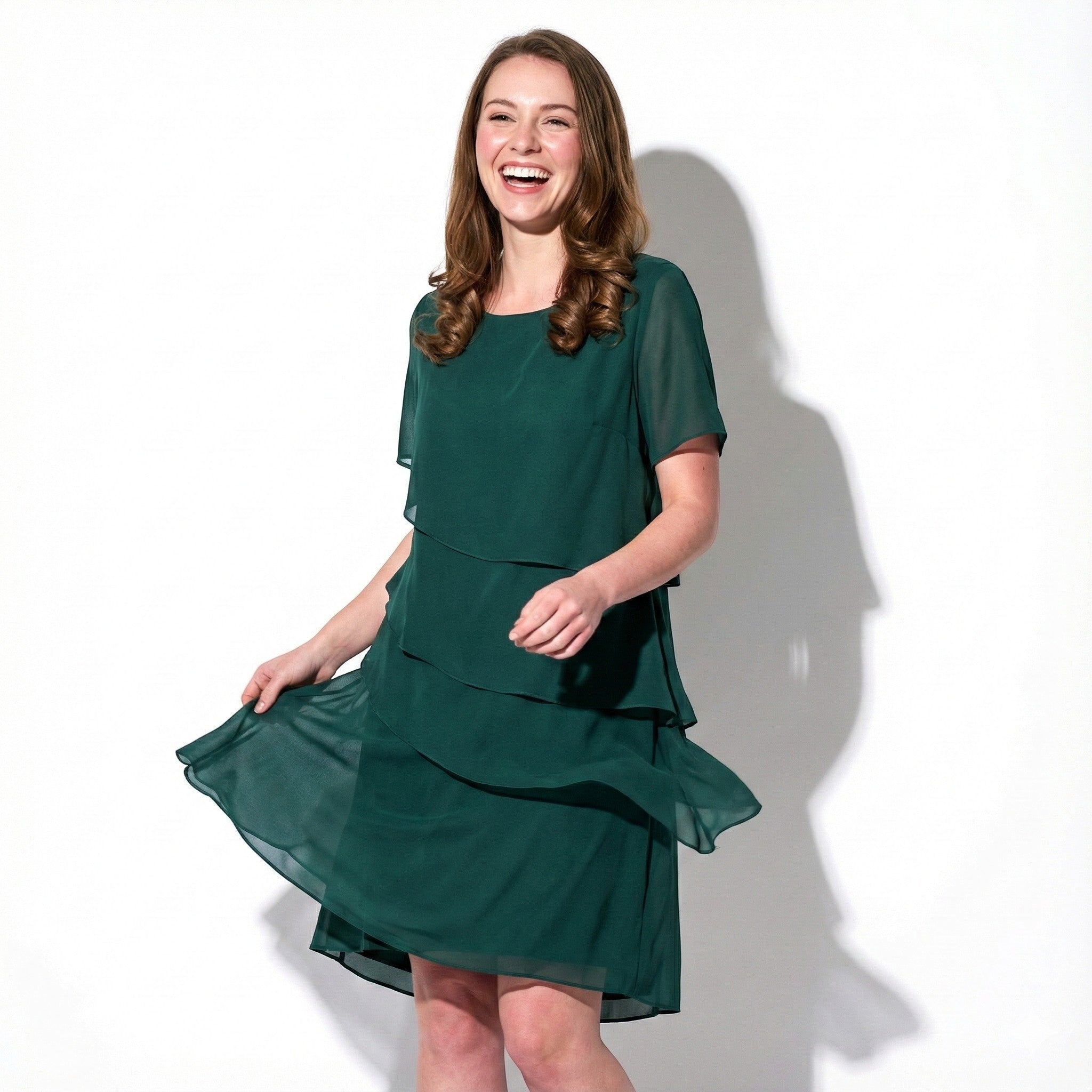 Arya - Women's Tiered Chiffon Dress - Dress - Green - Jones & Smith