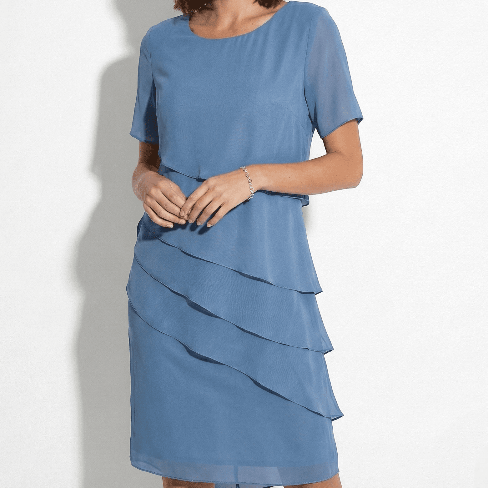Arya - Women's Tiered Chiffon Dress - Dress - Blue - Jones & Smith