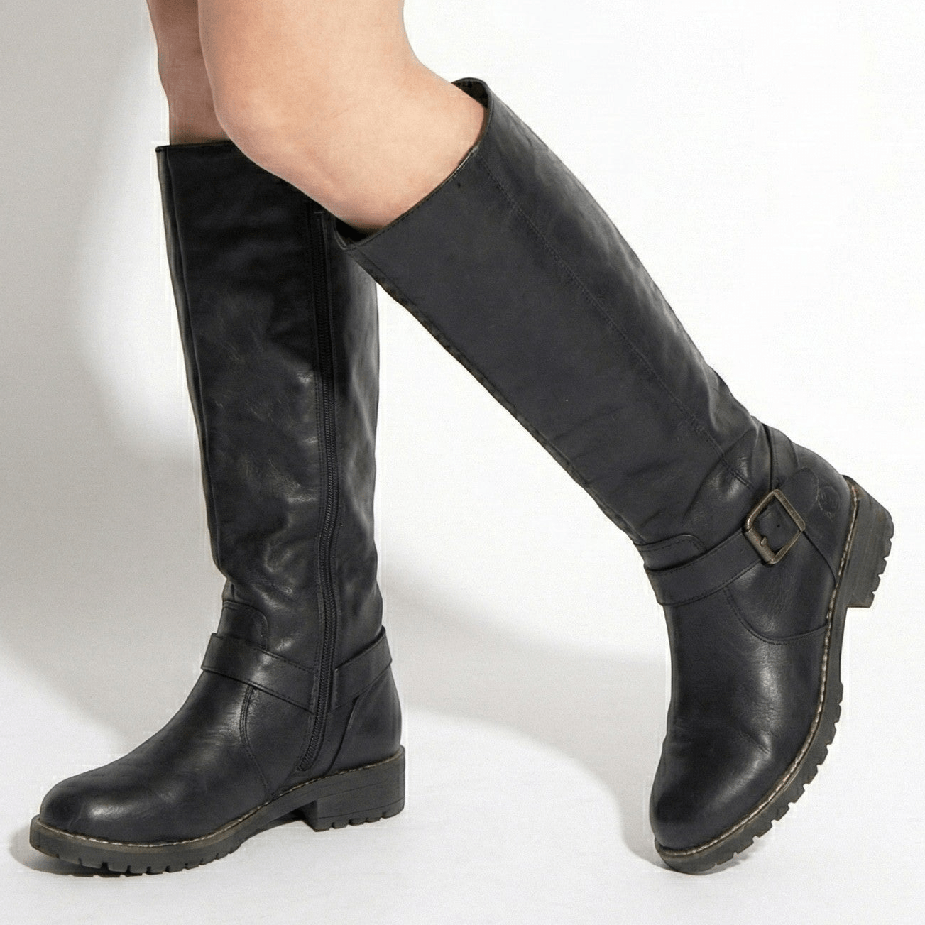Aurela – Women’s Leather Supportive Knee - High Boots - Leather Boots - Black - Jones & Smith