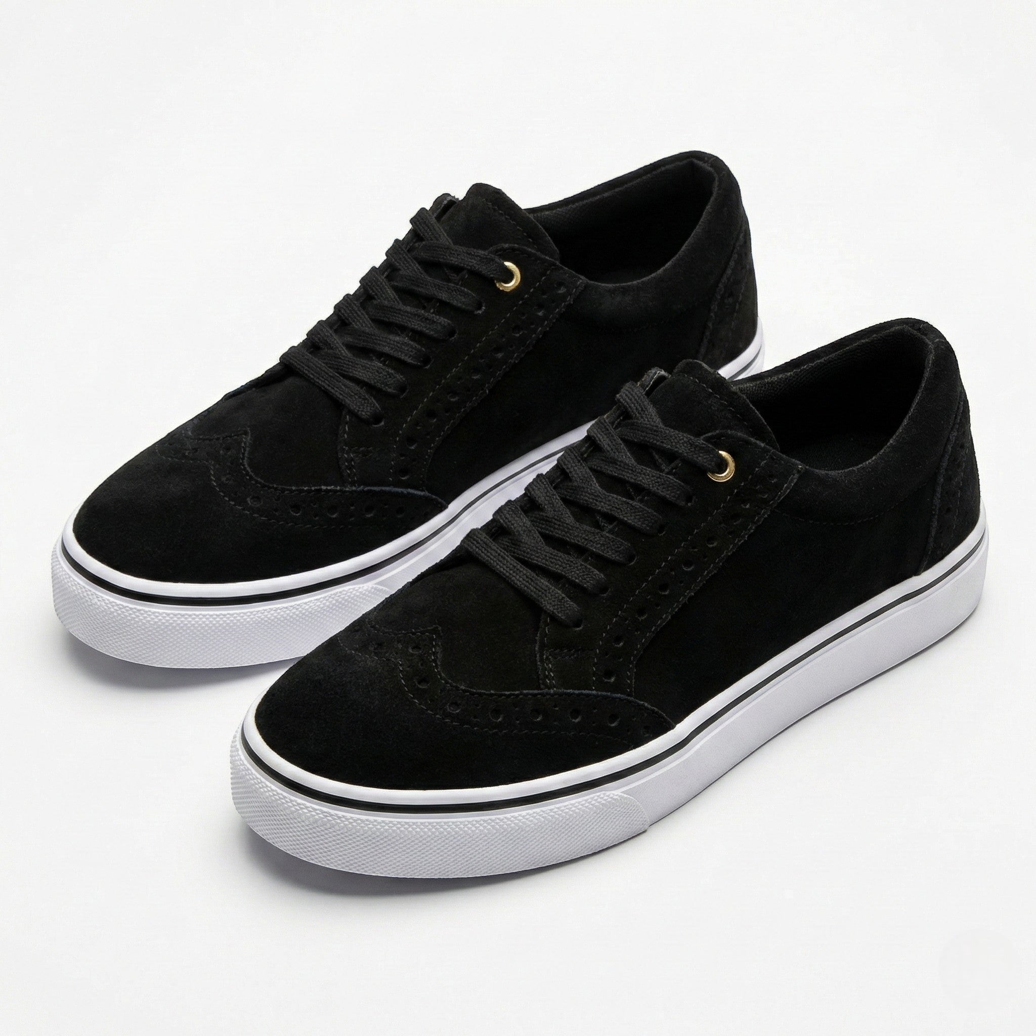 Ava - Women’s Lace - Up Trainers with Brogue Detail - Shoes - Black - Jones & Smith