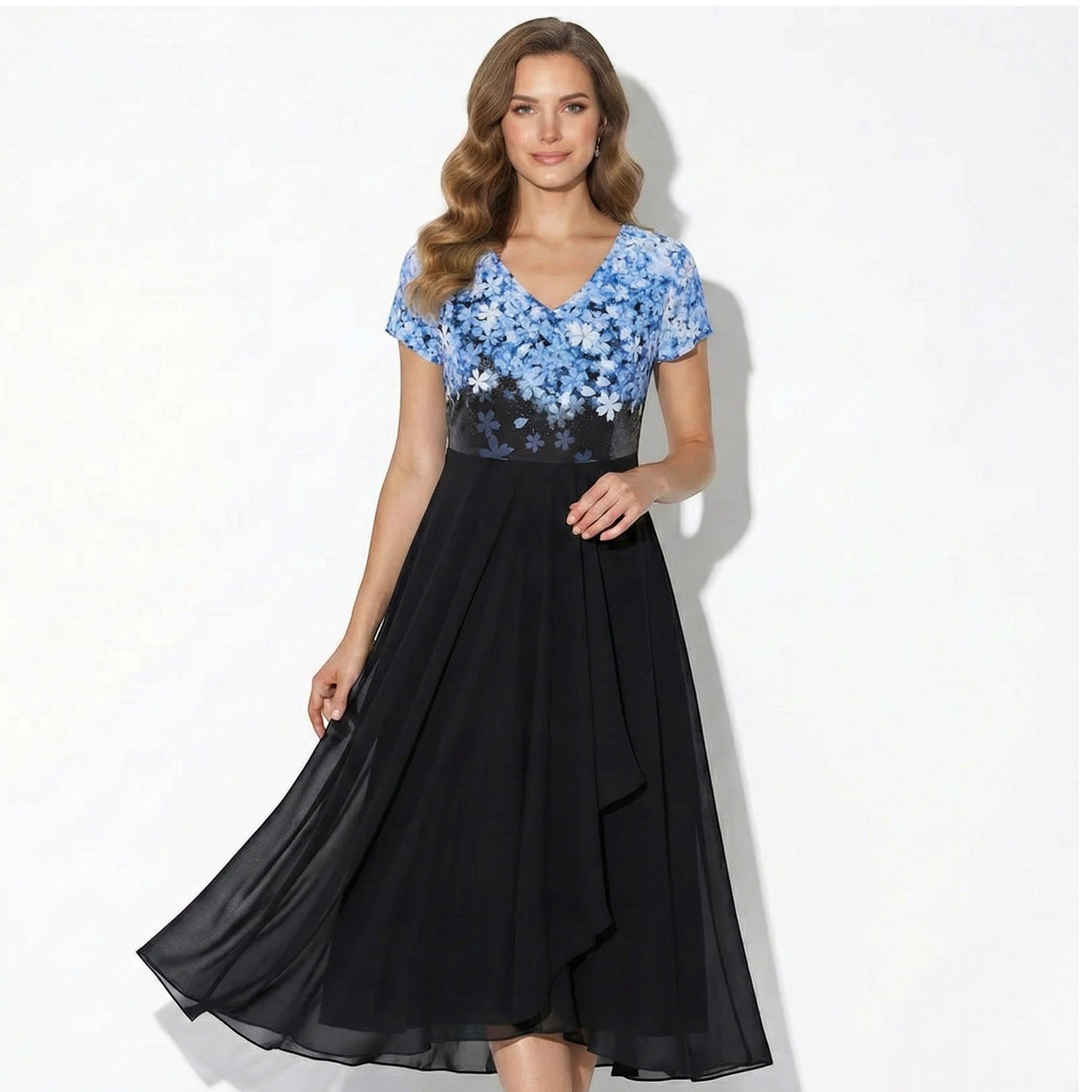 Beatrice - Women's Flowing and Comfortable Chiffon Dress - Dresses - Blue - Jones & Smith