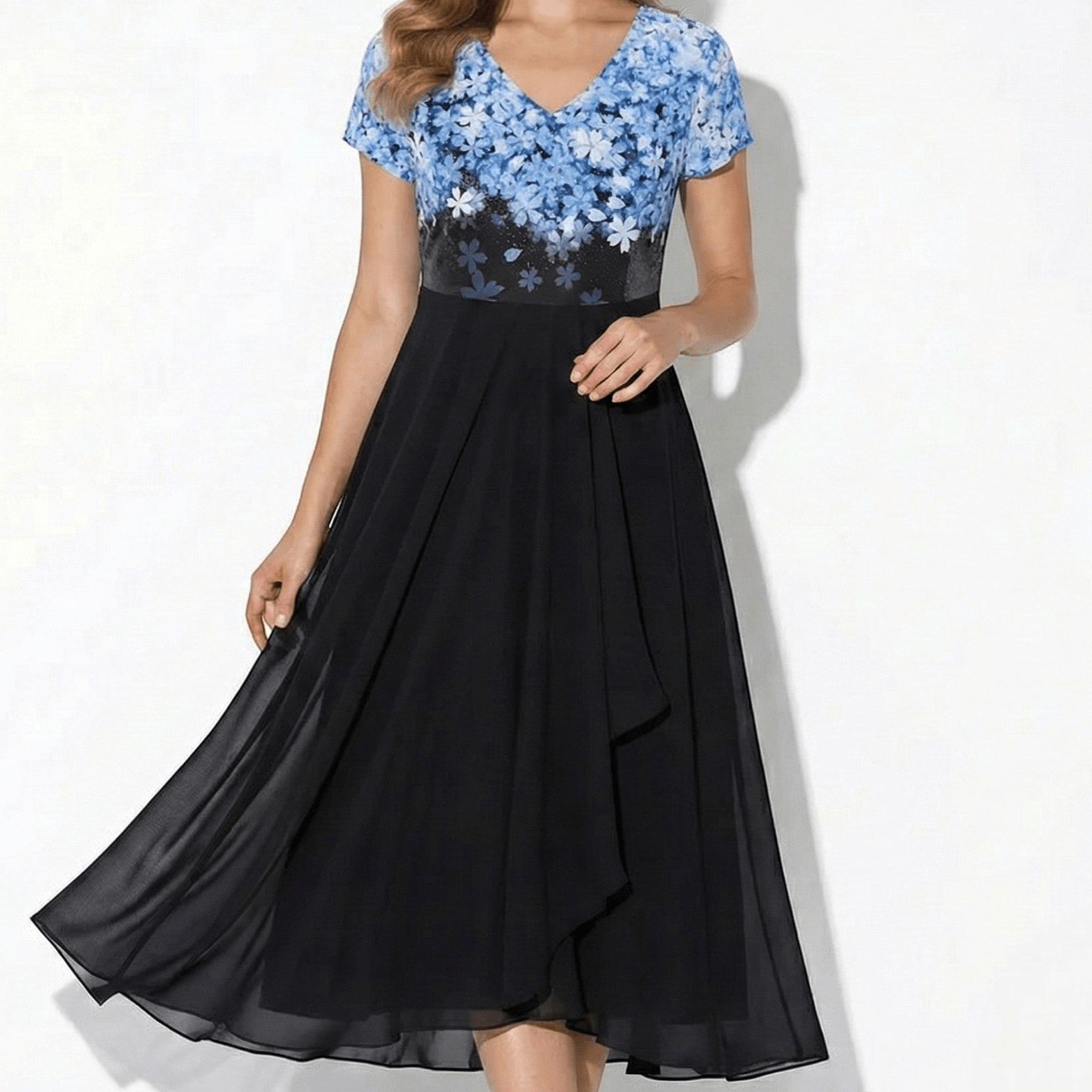 Beatrice - Women's Flowing and Comfortable Chiffon Dress - Dresses - Blue - Jones & Smith