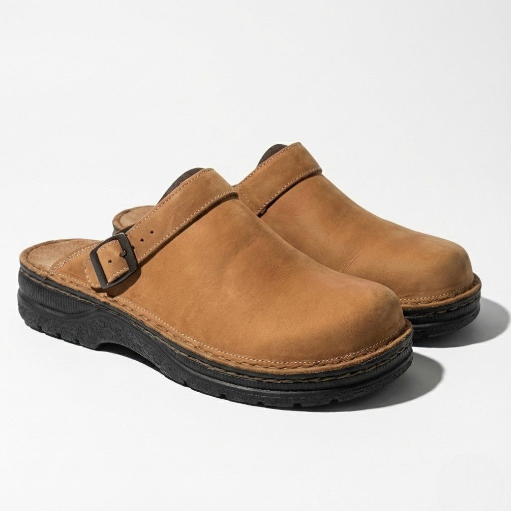 Benjamin – Elegant Orthopaedic Leather Clogs – Slip - Resistant, Padded Sole - Shoes - Coffee - Jones & Smith