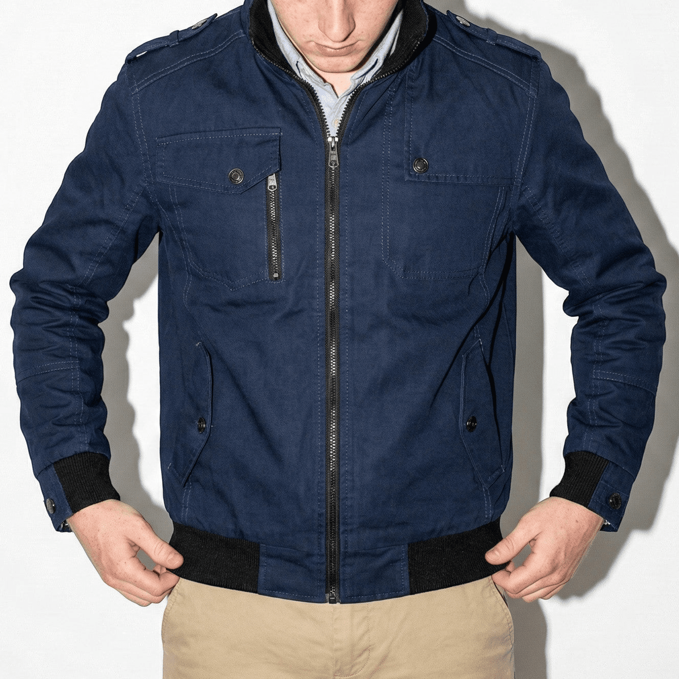 Benjamin - Men's Casual Zip - Up Jacket with Multiple Pockets - Jackets & Coats - Blue - Jones & Smith