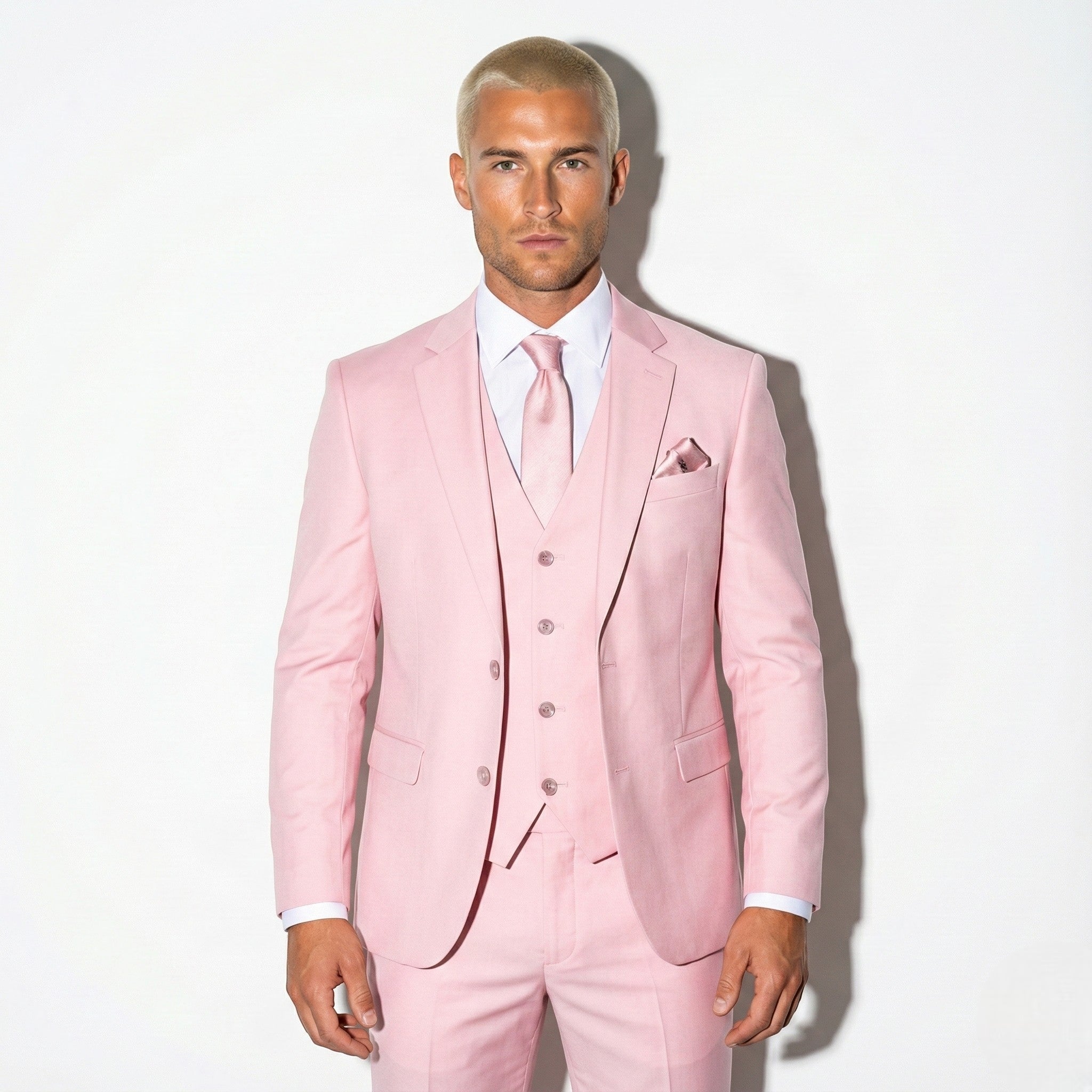 Benjamin - Men’s Stylish Formal Suit with Jacket, Waistcoat & Trousers - Sets - Pink - Jones & Smith