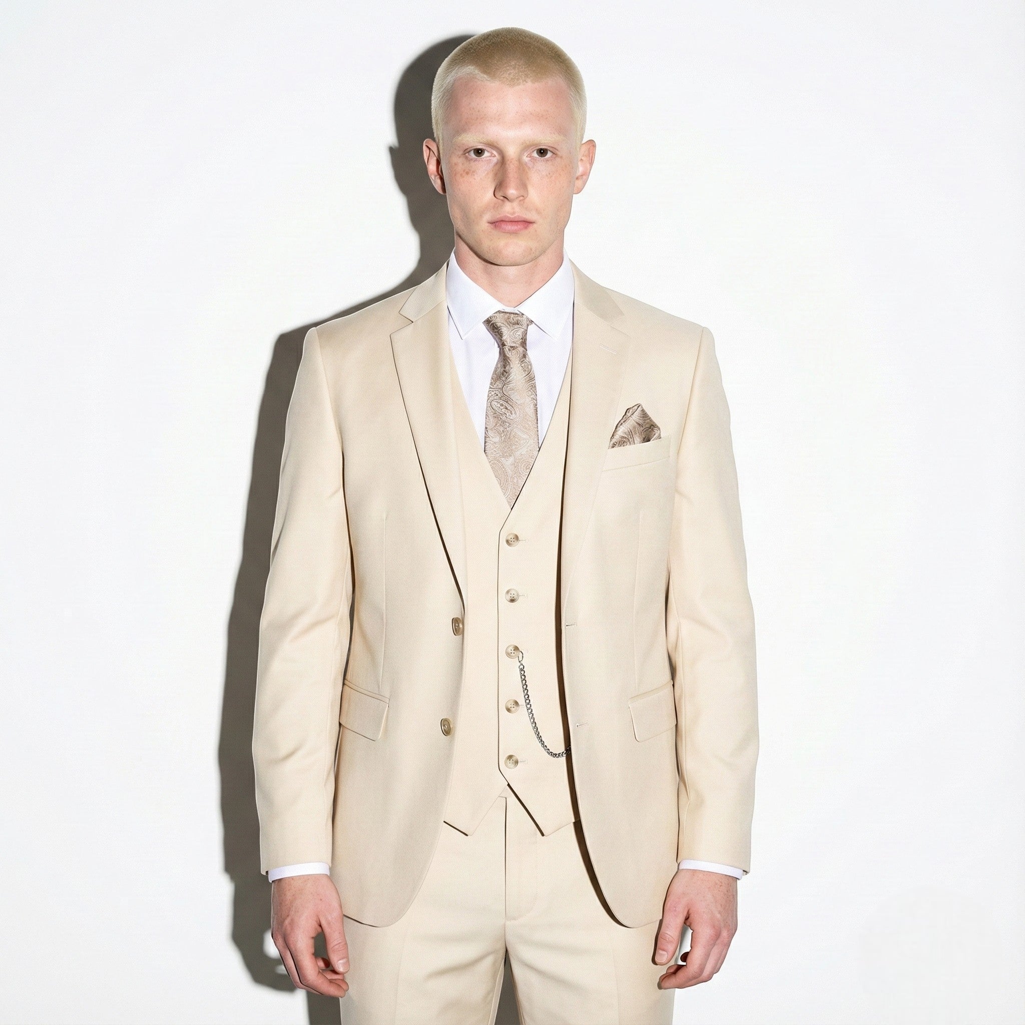 Benjamin - Men’s Stylish Formal Suit with Jacket, Waistcoat & Trousers - Sets - Khaki - Jones & Smith