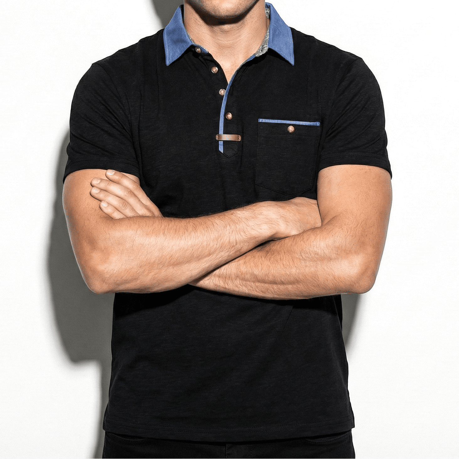 Calvin - Men's Chest Pocket Polo Shirt - Tops, T-shirts & Shirts - Black - Jones & Smith