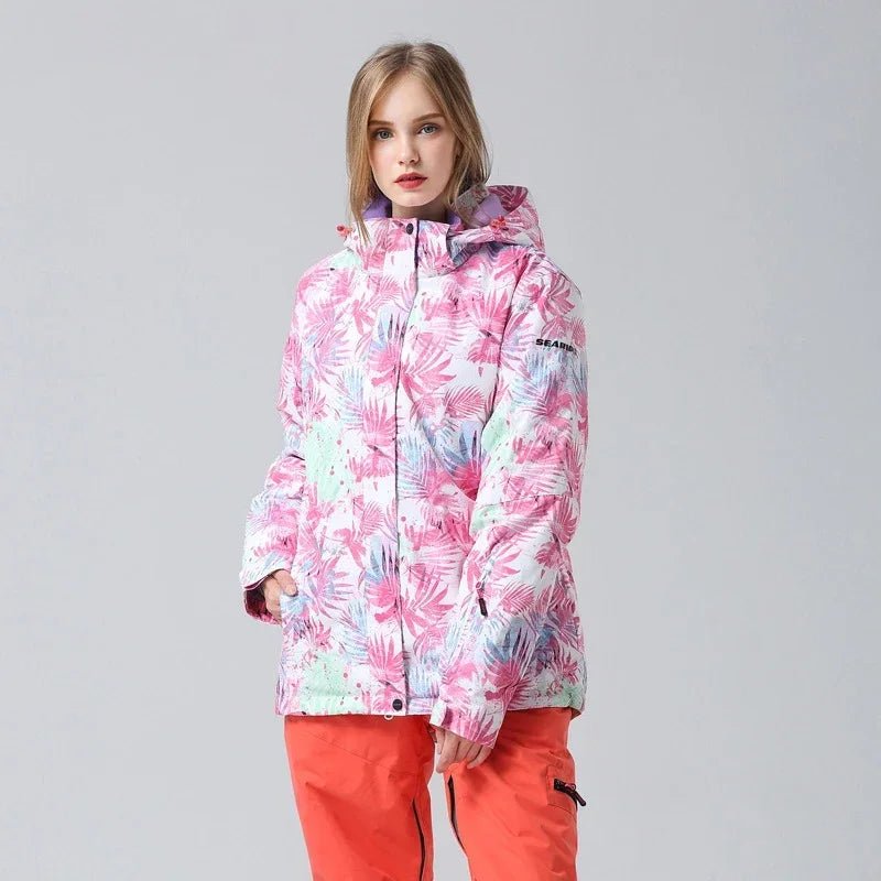 Caroline - Women’s Floral Winter Ski Jacket - Ski Jacket - Pink - Jones & Smith