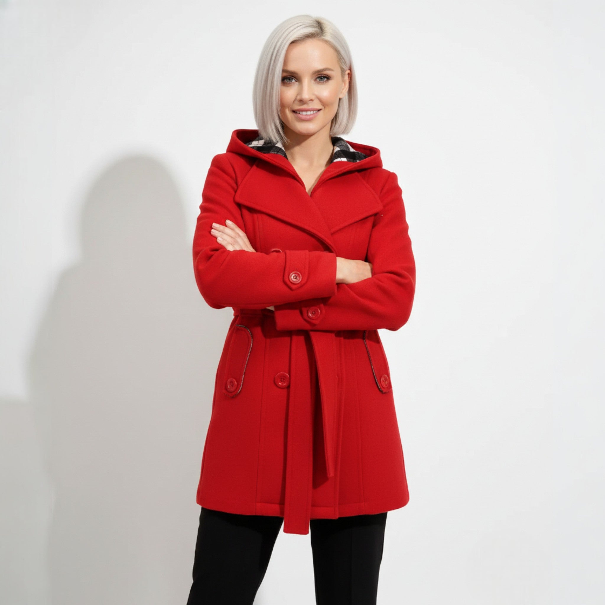 Celestine – Women’s Cotton Belted Waterproof Trench Coat - Overcoats - Red - Jones & Smith