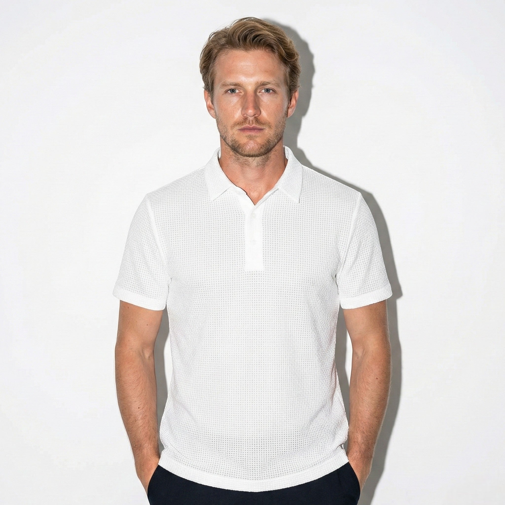 Charles - Men's Wrinkle - Resistant Polo Shirt with Classic Collar - Shirt - White - Jones & Smith