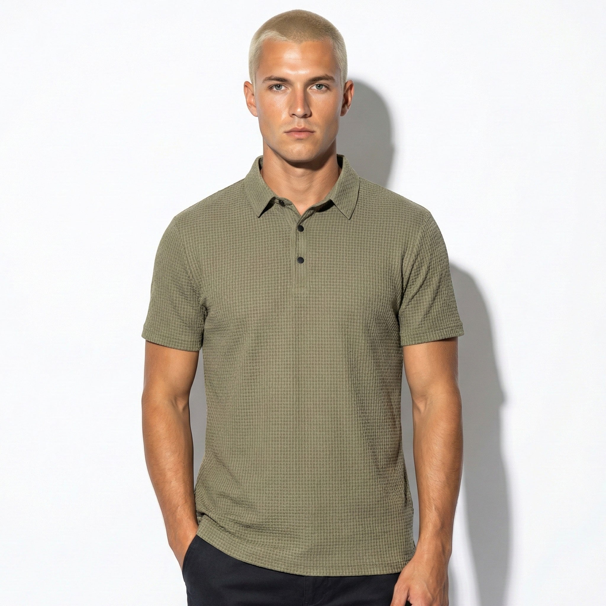 Charles - Men's Wrinkle - Resistant Polo Shirt with Classic Collar - Shirt - Light Green - Jones & Smith