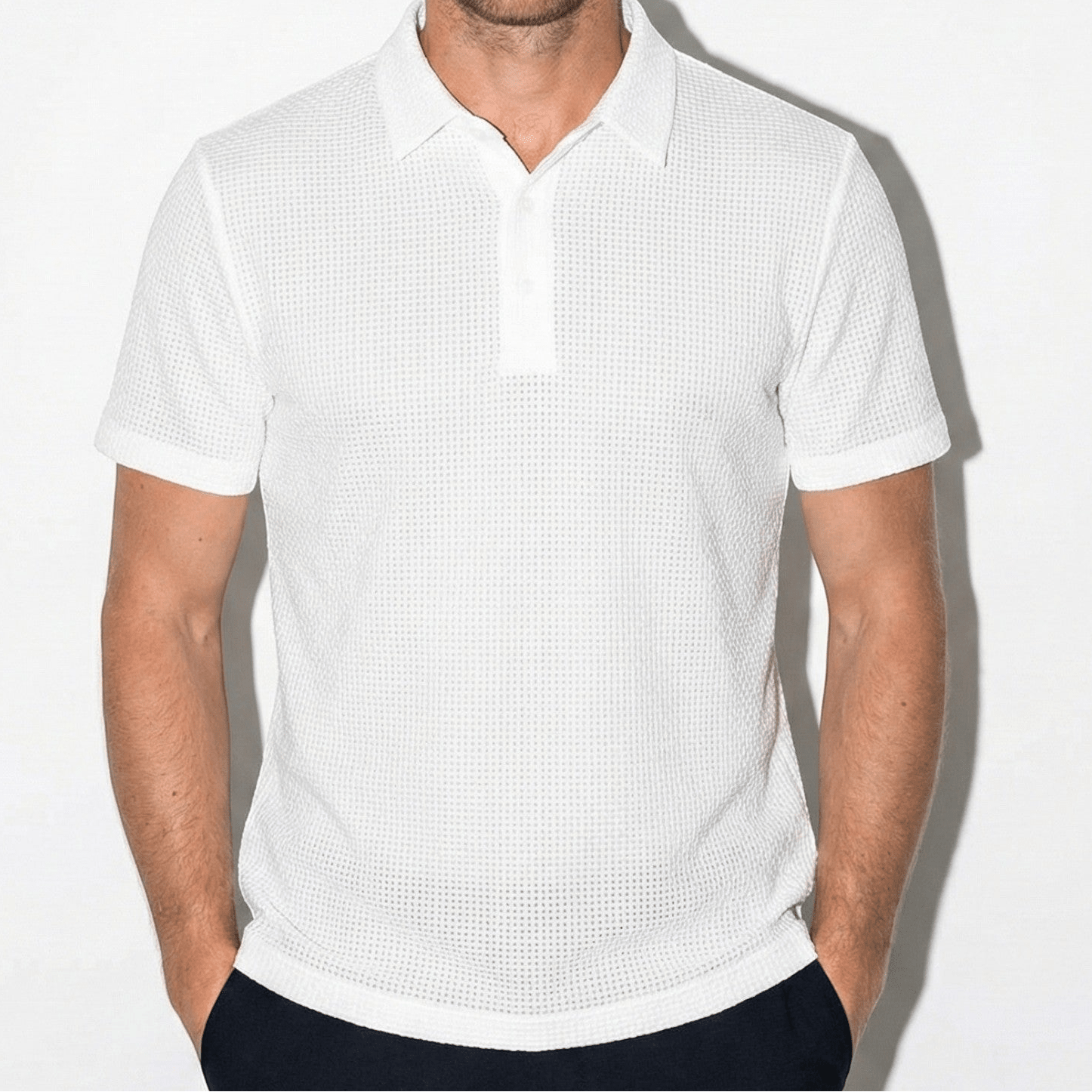 Charles - Men's Wrinkle - Resistant Polo Shirt with Classic Collar - Shirt - White - Jones & Smith