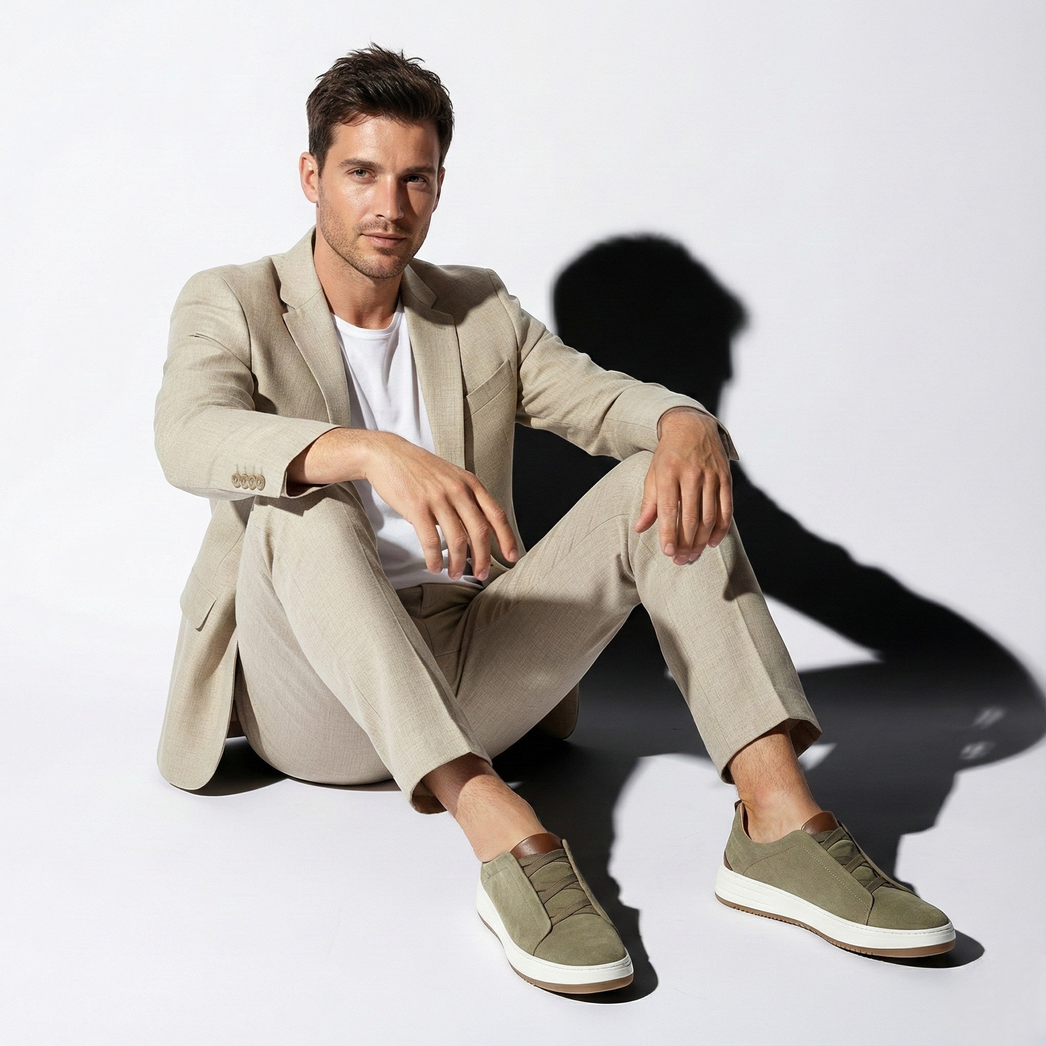 Charlie - Men's Casual Suede Slip - On Shoes with Soft Cushioned Sole - Shoes - Khaki - Jones & Smith