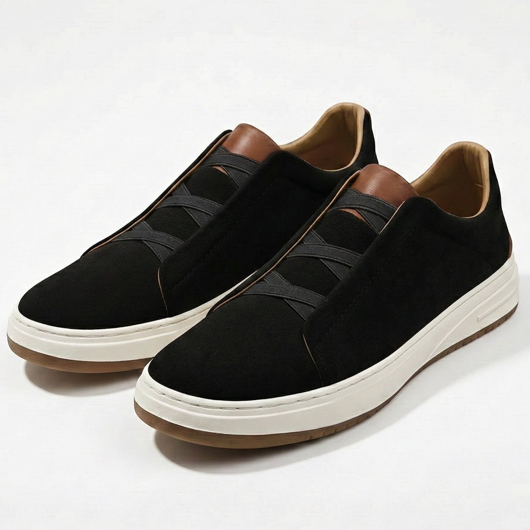 Charlie - Men's Casual Suede Slip - On Shoes with Soft Cushioned Sole - Shoes - Khaki - Jones & Smith