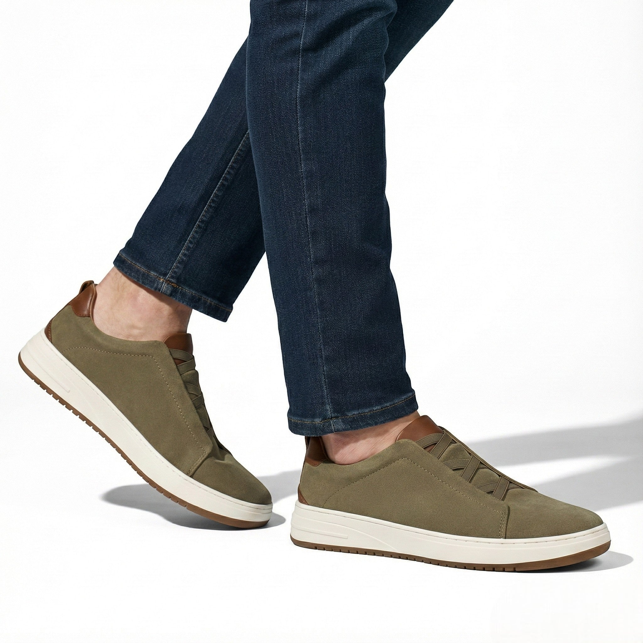 Charlie - Men's Casual Suede Slip - On Shoes with Soft Cushioned Sole - Shoes - Khaki - Jones & Smith