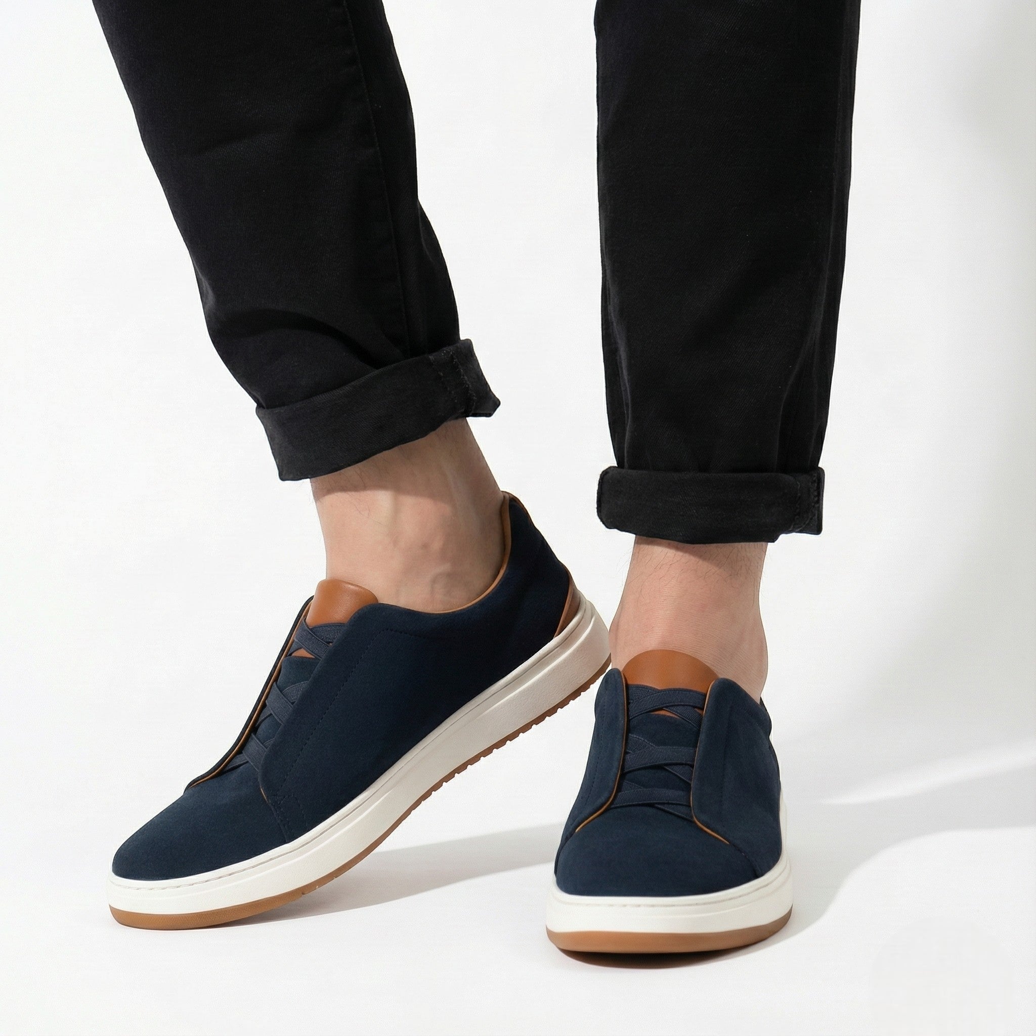 Charlie - Men's Casual Suede Slip - On Shoes with Soft Cushioned Sole - Shoes - Blue - Jones & Smith