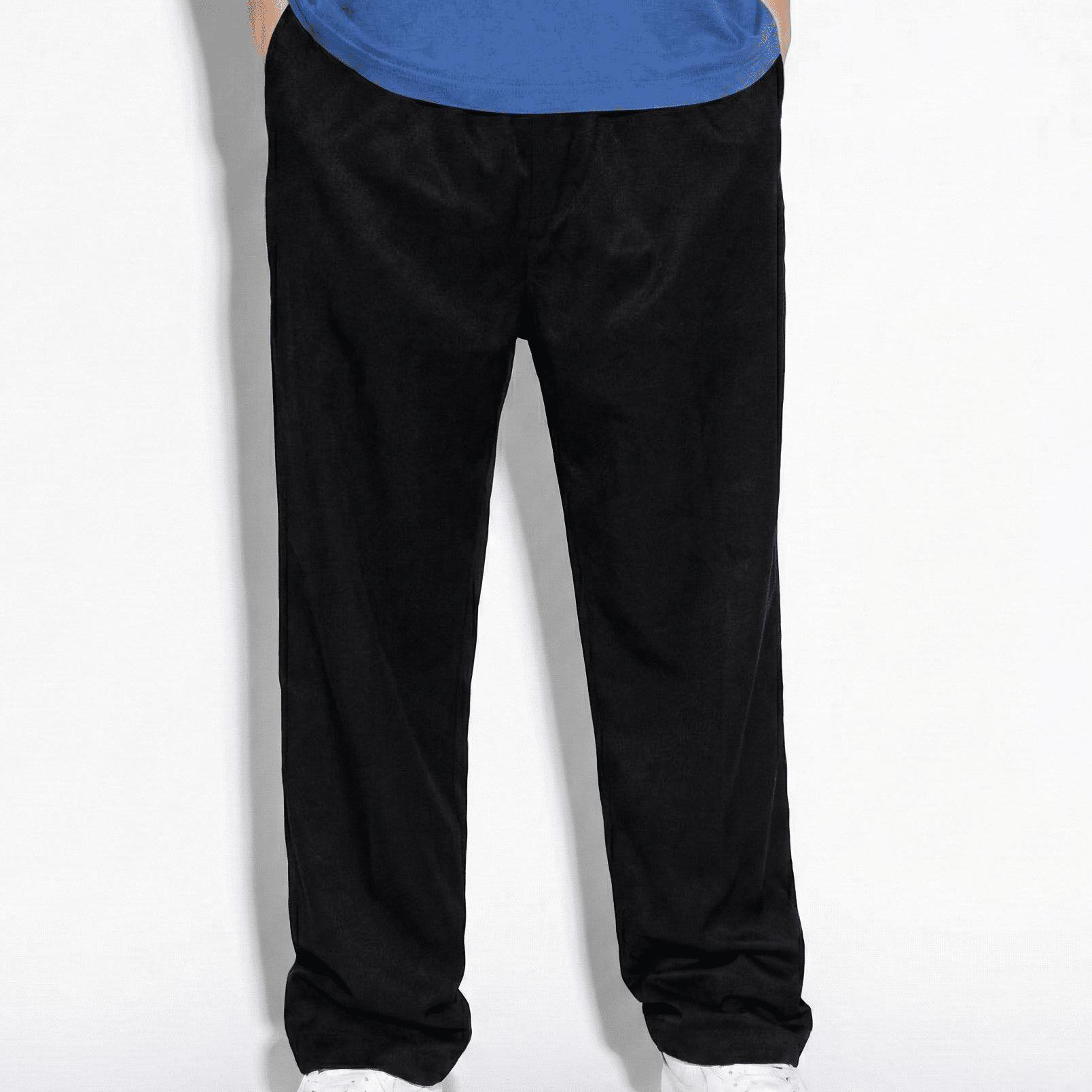 Charlie - Men's Relaxed - Fit Chino Trousers with Elastic Waist - Pants - Black - Jones & Smith